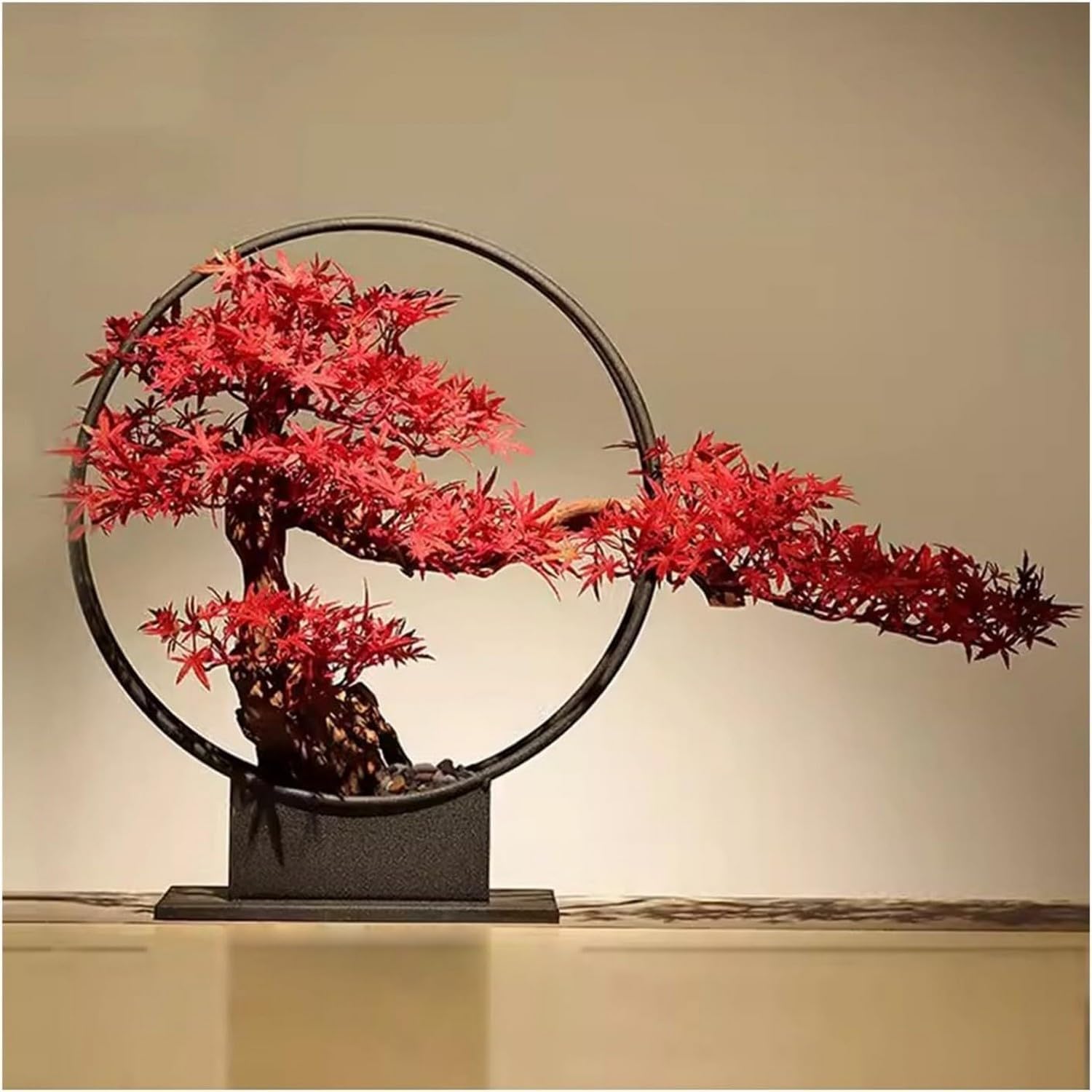 FAFACAI Artificial Bonsai Tree with Pine and Maple Leaves Gold Gray