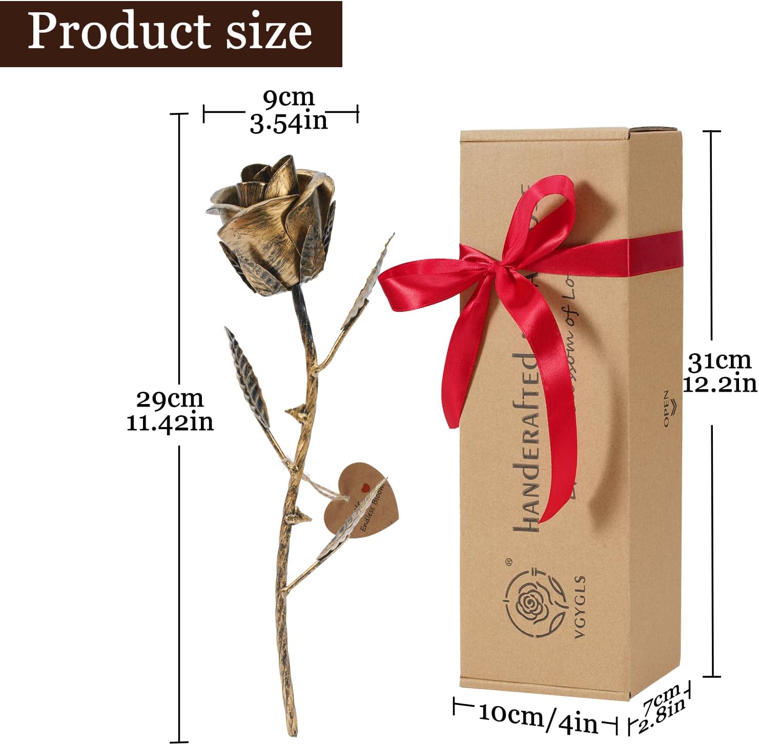 Bronze Rose Wedding Anniversary Gift for Her or Him