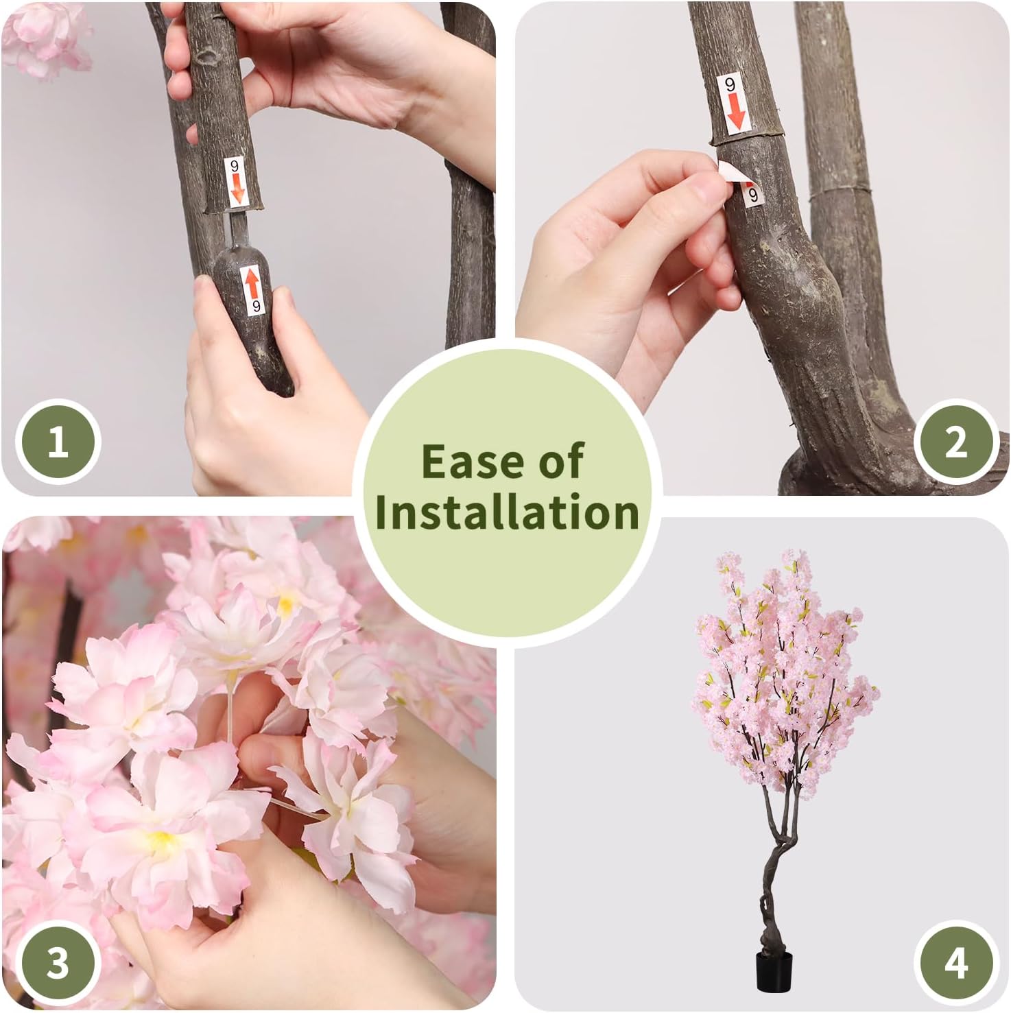 68ft Tall Pink Artificial Cherry Blossom Tree with Sturdy Pot