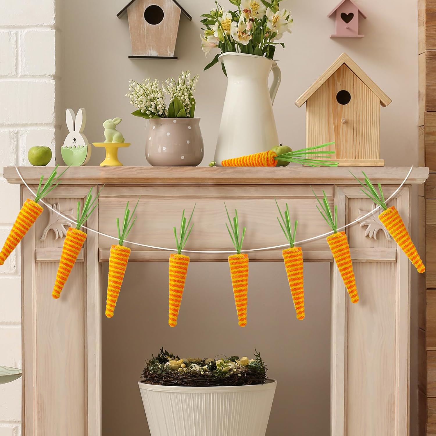 20 Pcs Easter Carrots Decor Sisal Fiber Garland