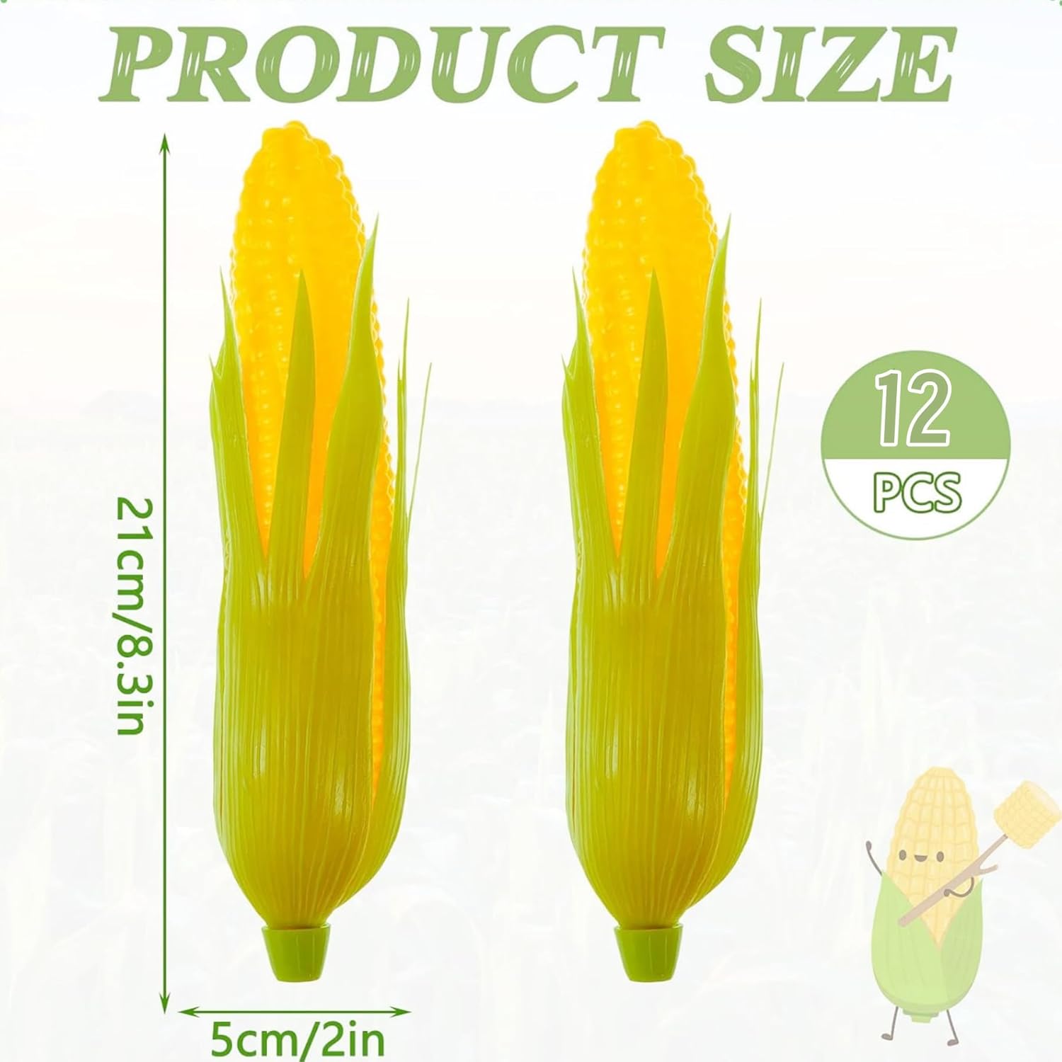 12PCS Realistic Artificial Plastic Corn Cob Decorations
