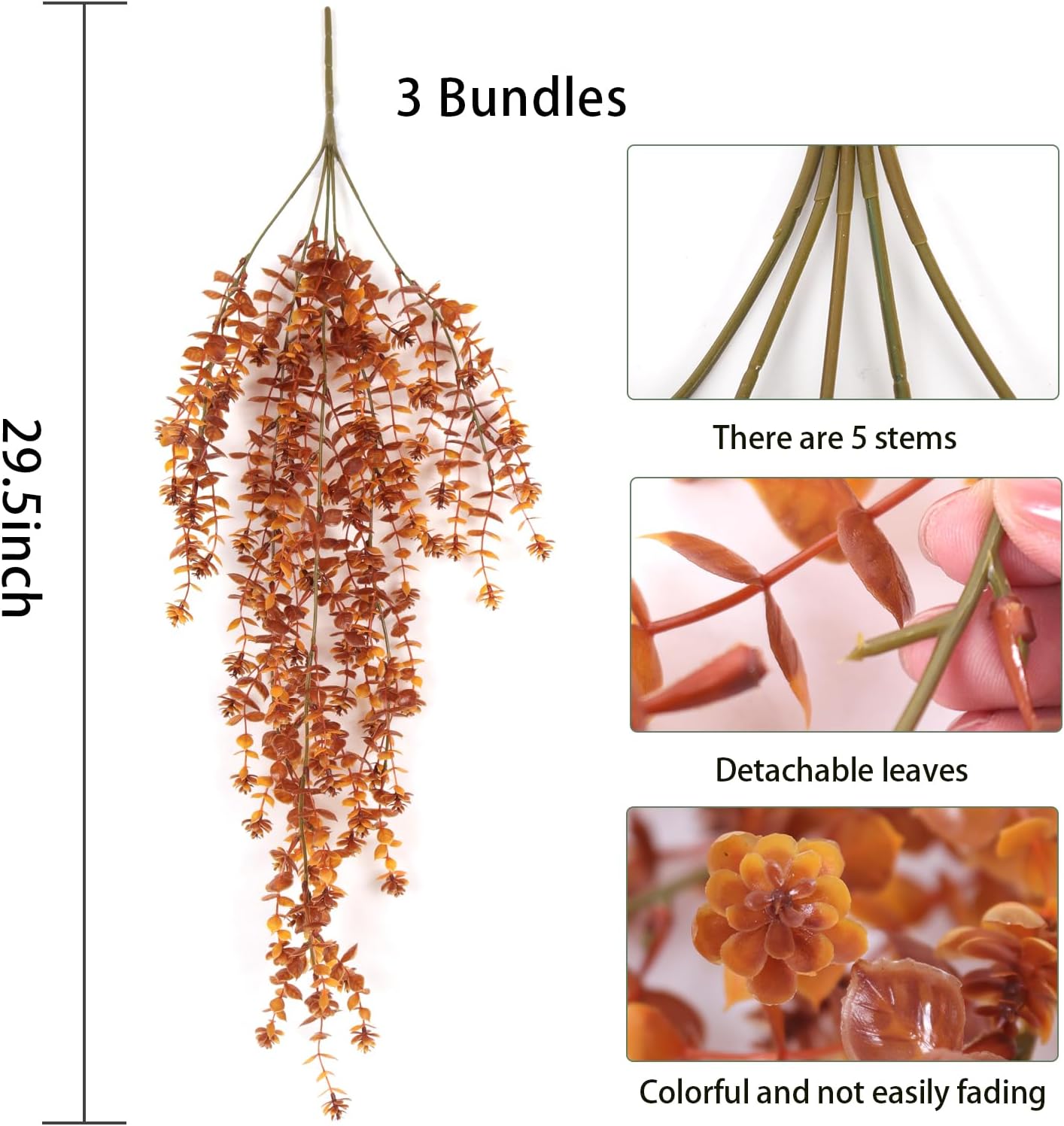 Fall Flower Artificial Hanging Plants Set of 3