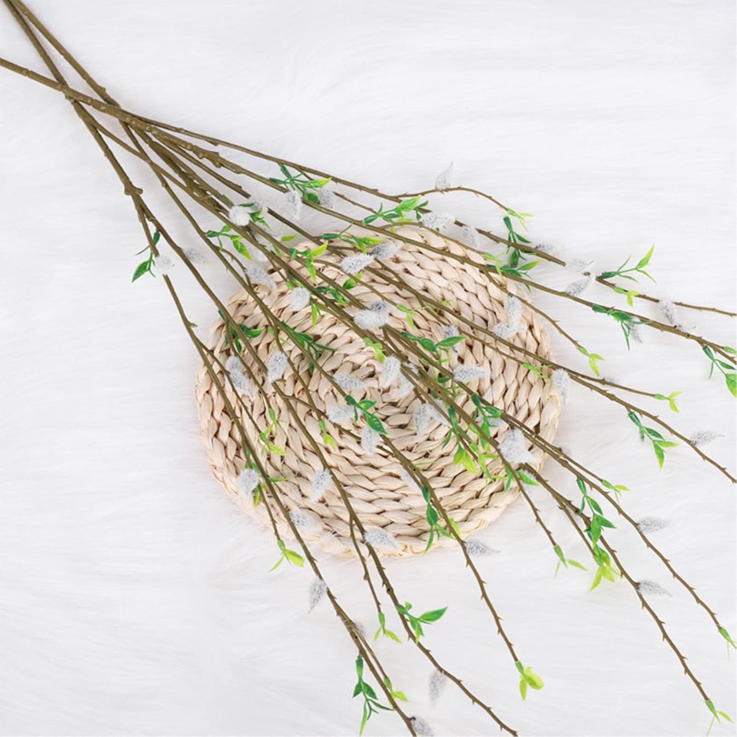 Firlar 6PCS Artificial Silver Pussy Willow Branches 33 Inch