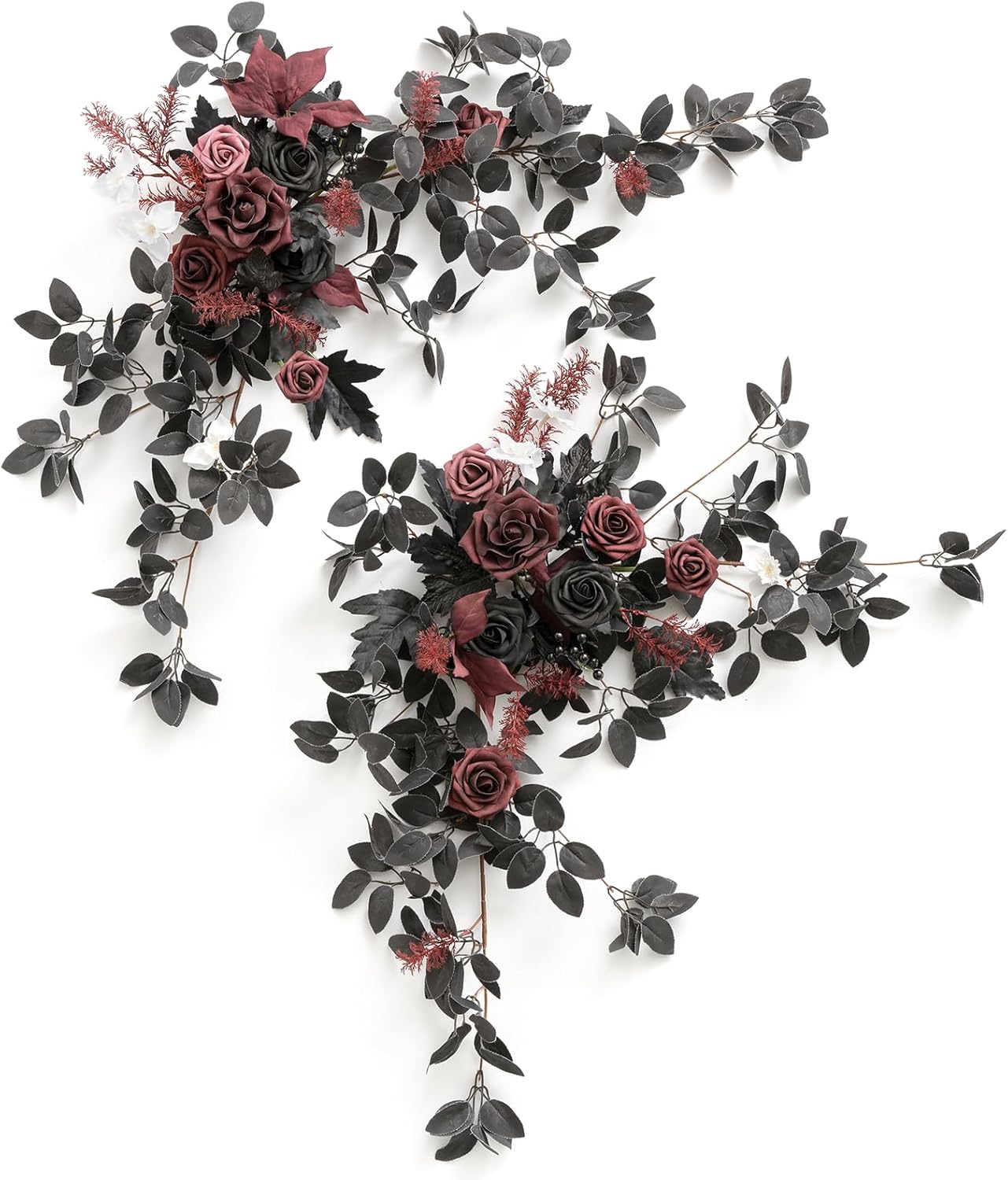 Lings Moment 2PCS Black Arch Flowers Artificial Floral Swags Centerpieces