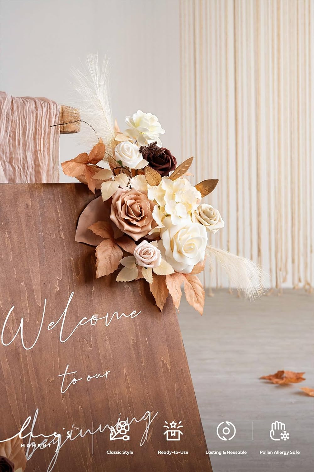 Lings Moment 2pc Fall Wedding Artificial Floral Swag Welcome Sign Garland