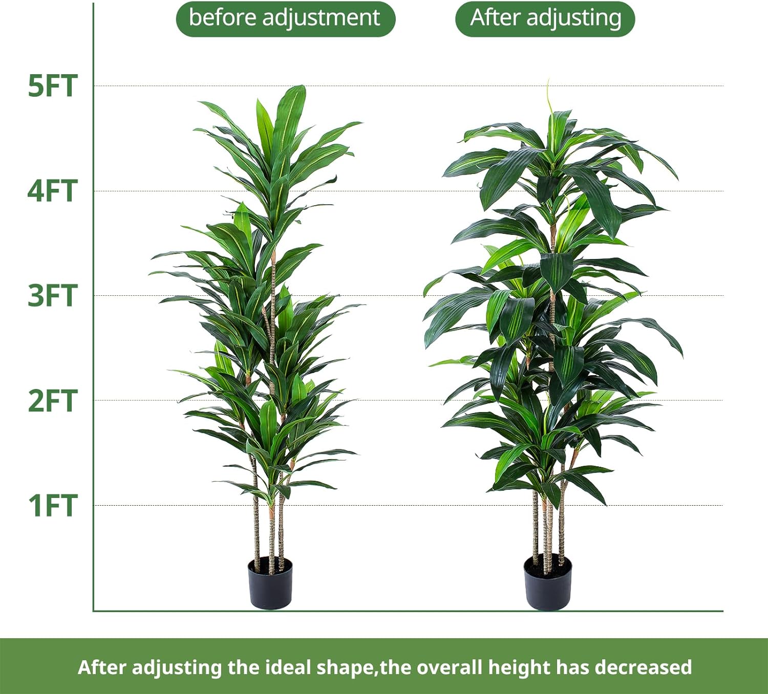YEPDIN 5 FT Artificial Dracaena Tree with Pot