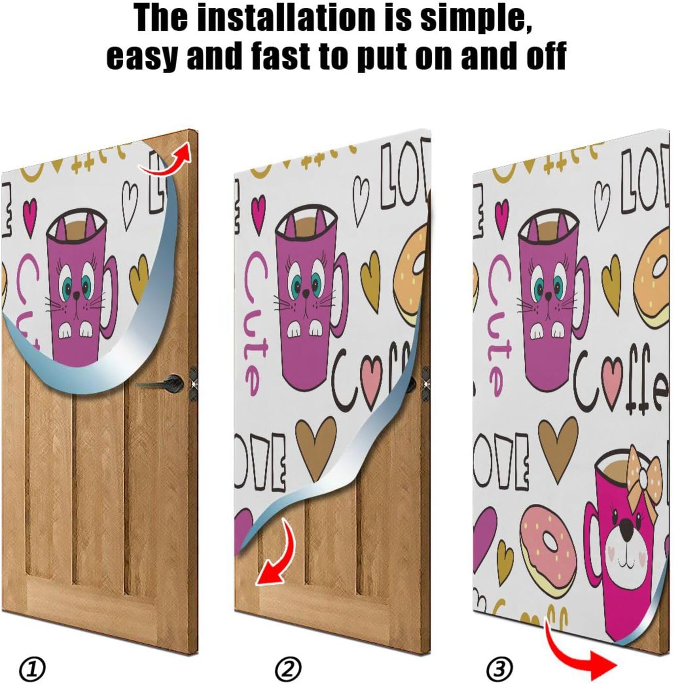 Susiyo Halloween Cat Door Cover Coffee Cups 32x79 in