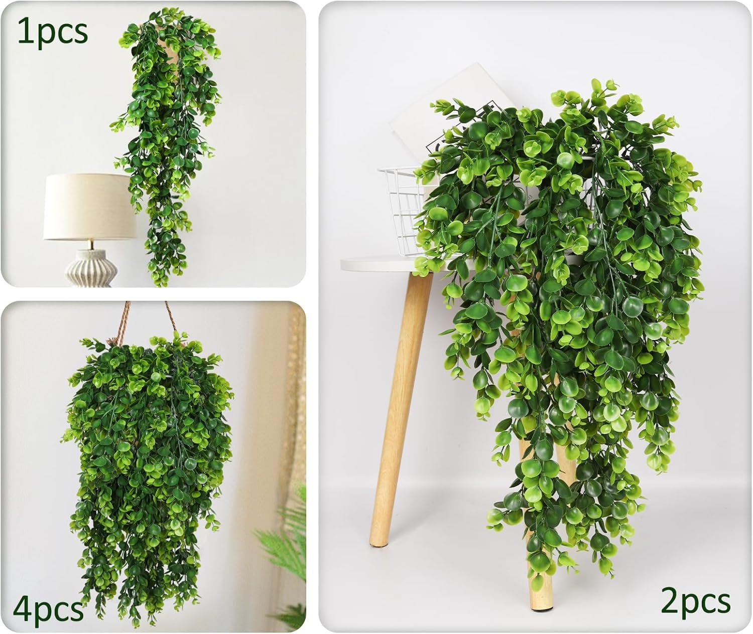 RECUTMS 4 Pack Artificial Eucalyptus Hanging Plants Greenery Decor