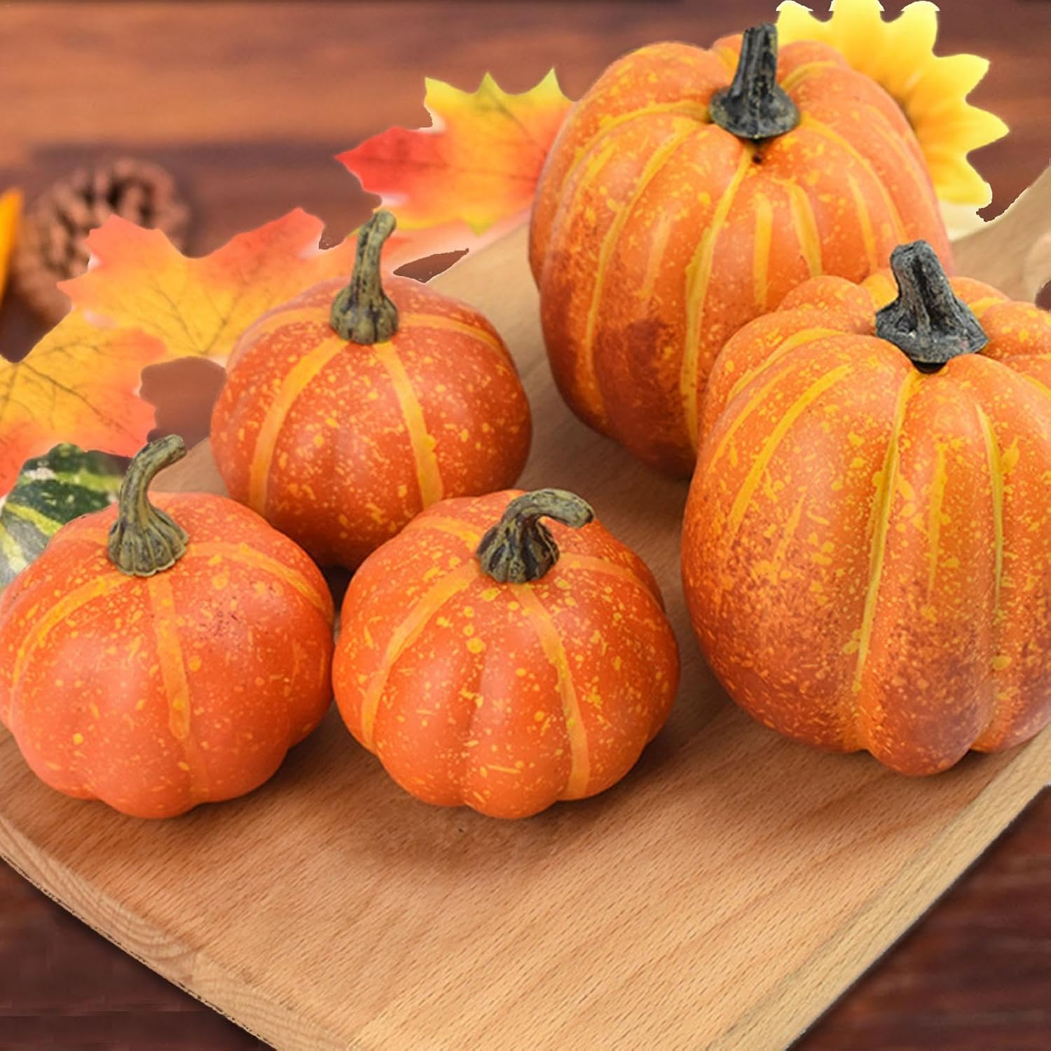 7 Artificial Foam Pumpkins for Halloween Decor