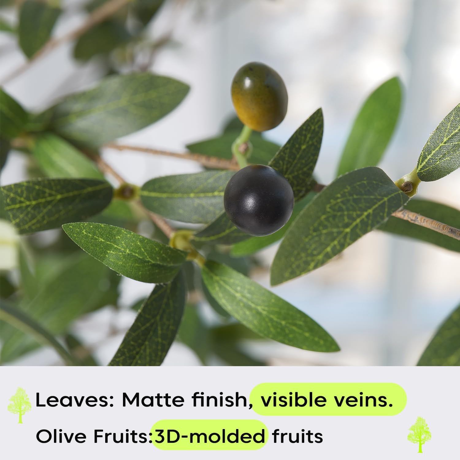 Artificial Olive Tree with White Pot - 5FT Tall Indoor Plant