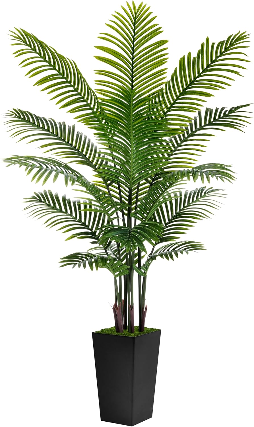 Artificial Palm Tree 6FT - Fake Tropical Areca Plant in Black Planter