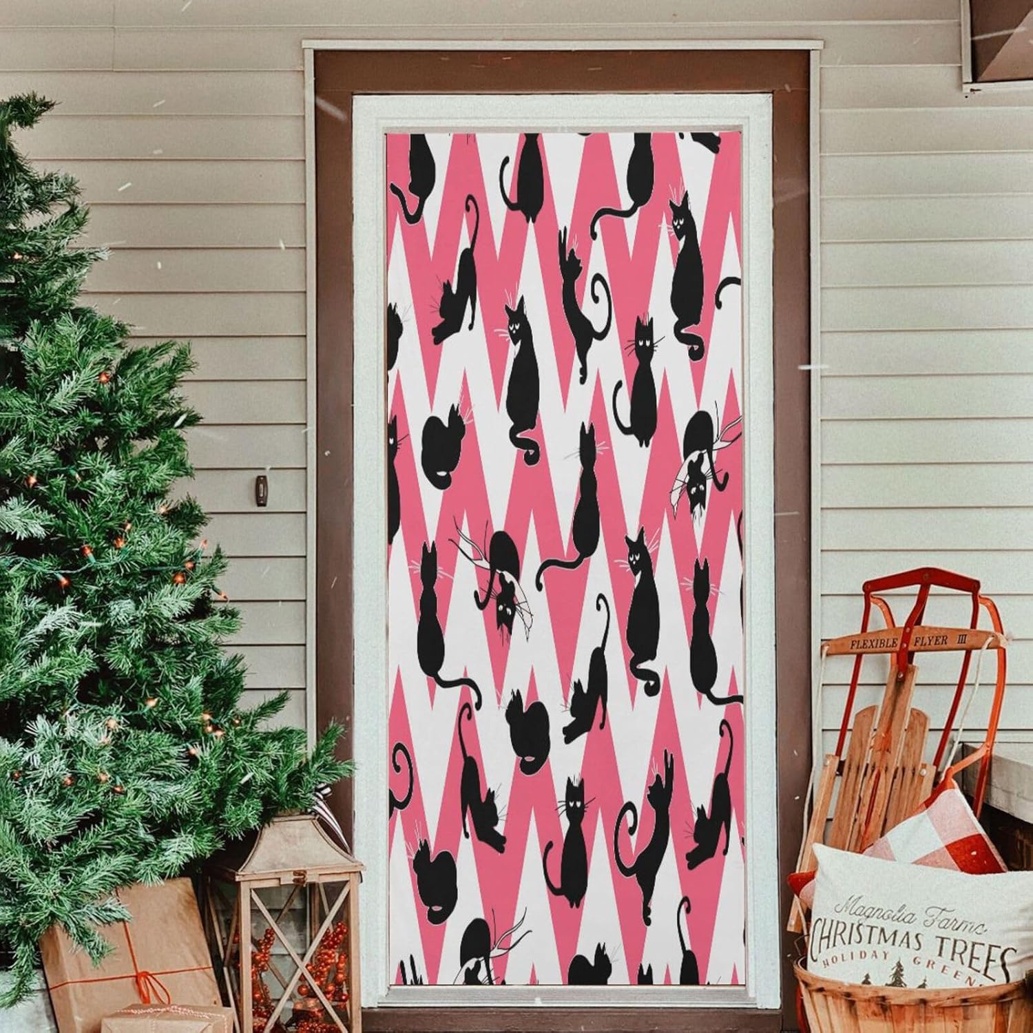 Susiyo Charming Black Cat Halloween Door Cover 32x79in