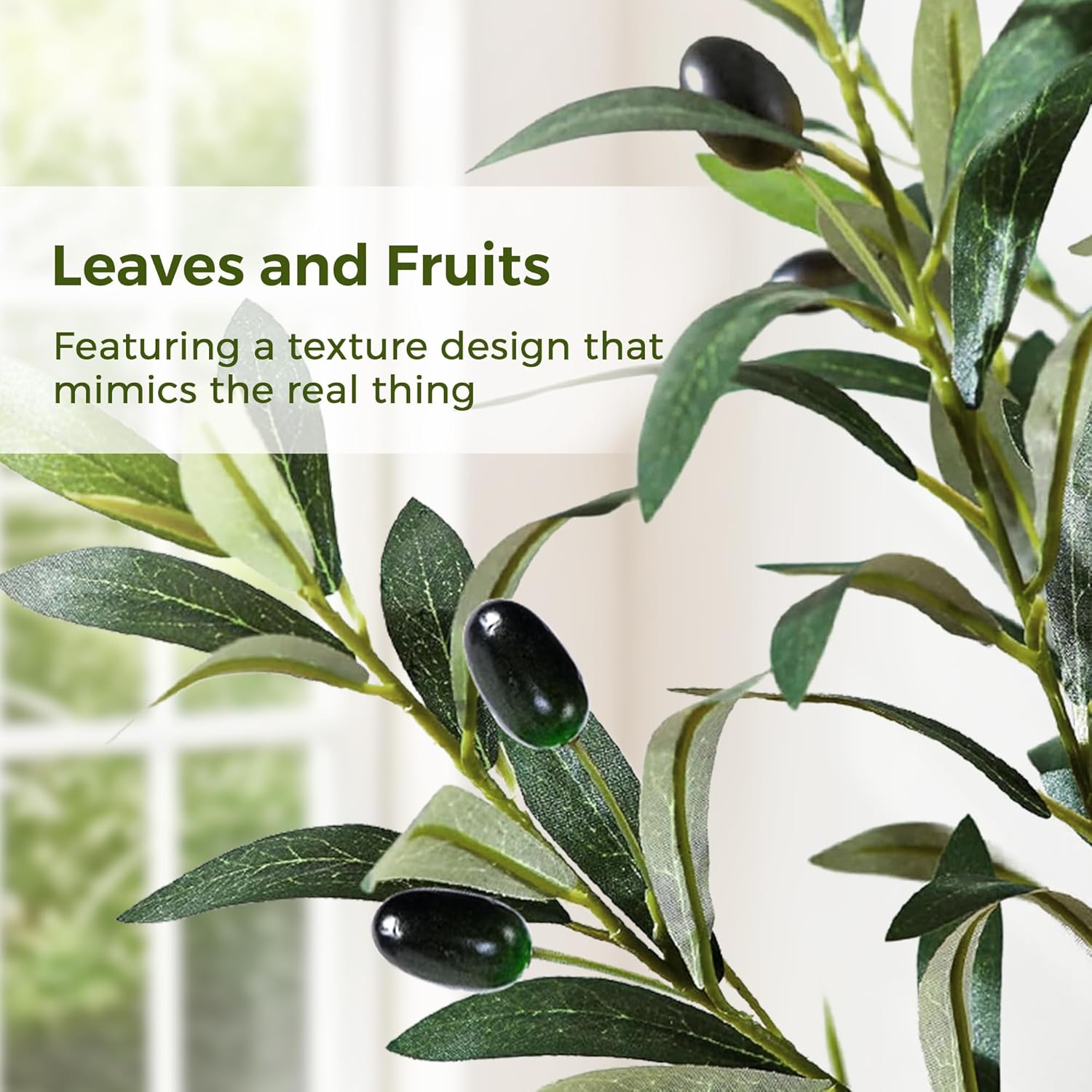 5FT Artificial Olive Tree with White Planter and Realistic Fruits