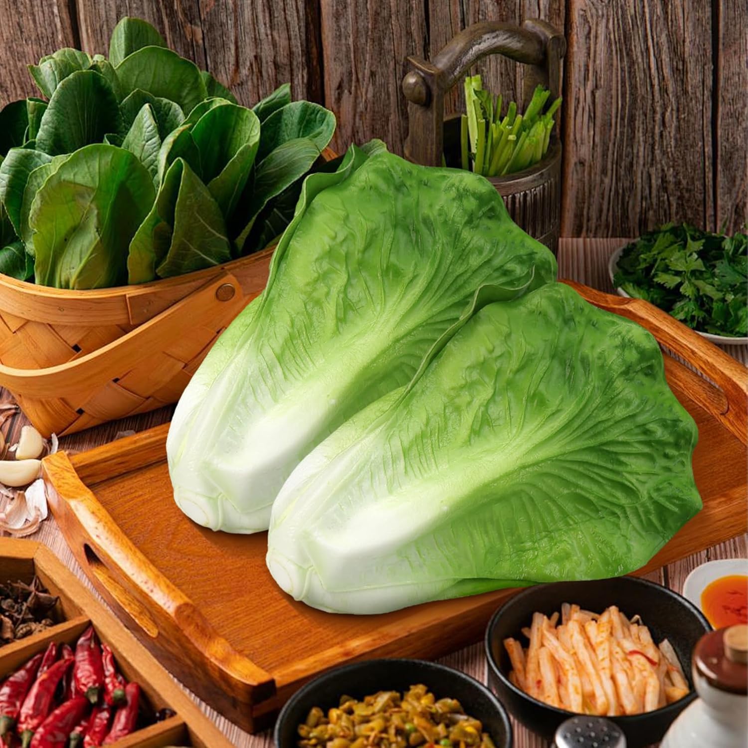 Lorigun Artificial Lettuce 2 Pcs for Home Decor
