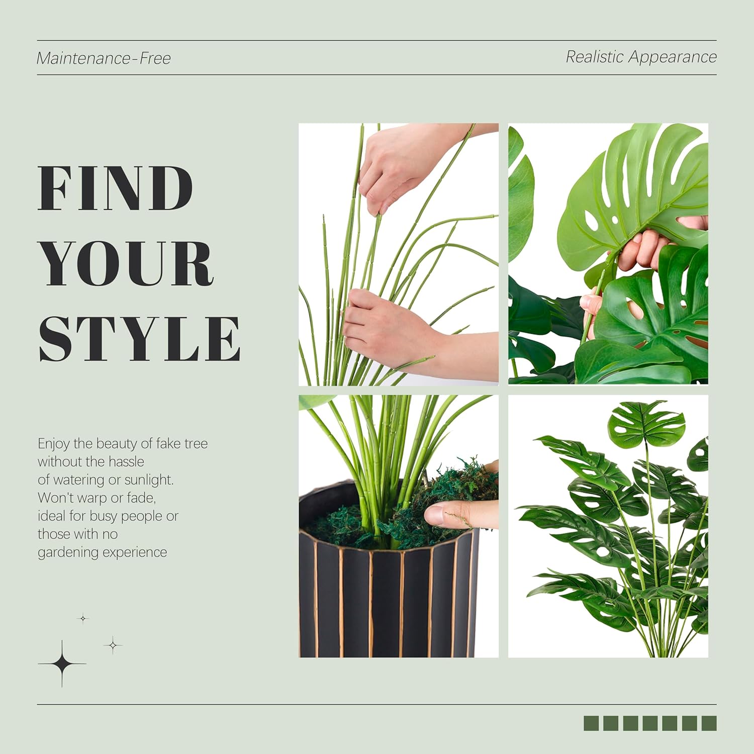 Der Rose 2Packs 28 Artificial Monstera Plants with Pots