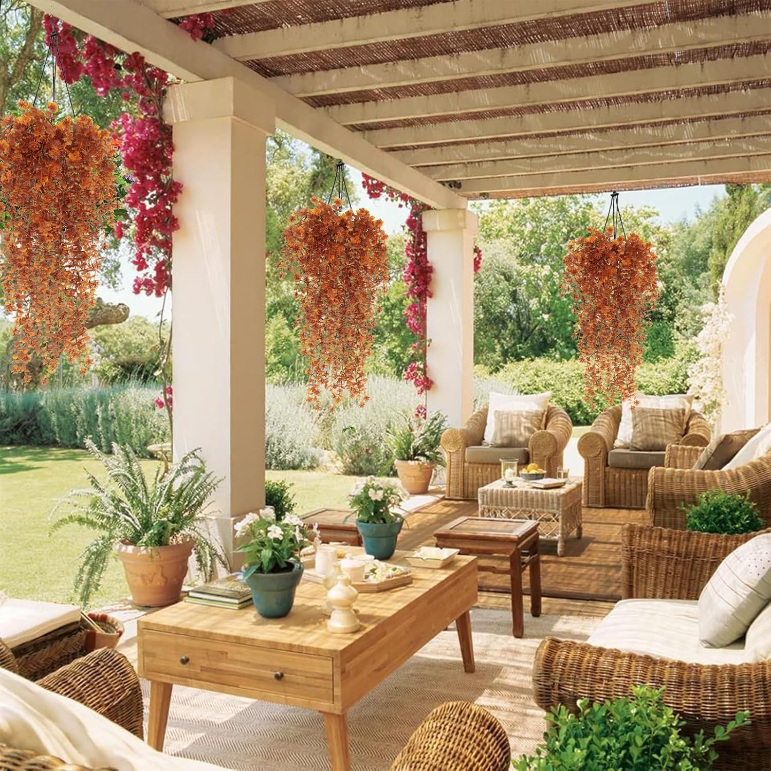Fall Flower Artificial Hanging Plants Set of 3