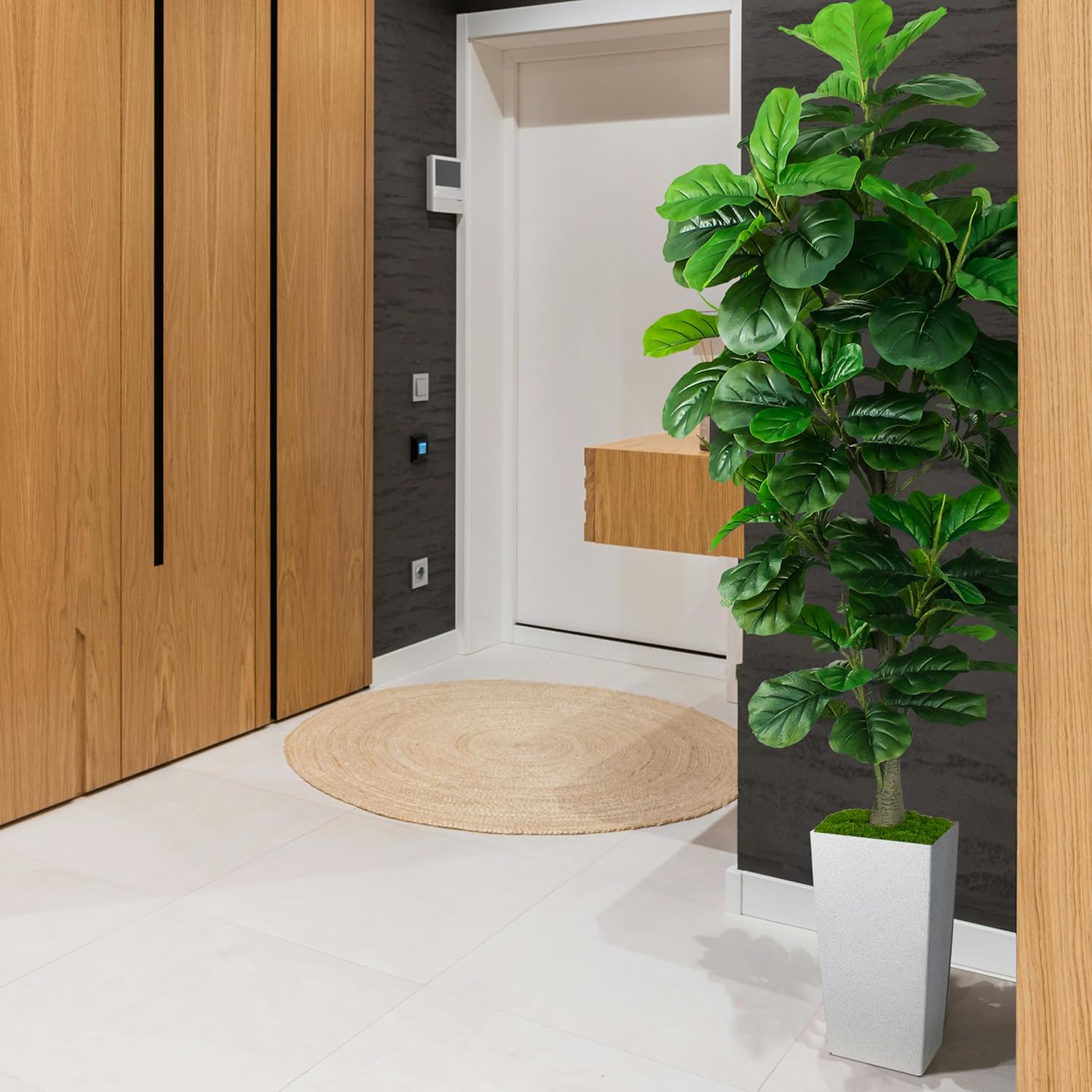 Artificial Fiddle Leaf Fig Tree 6ft with White Planter