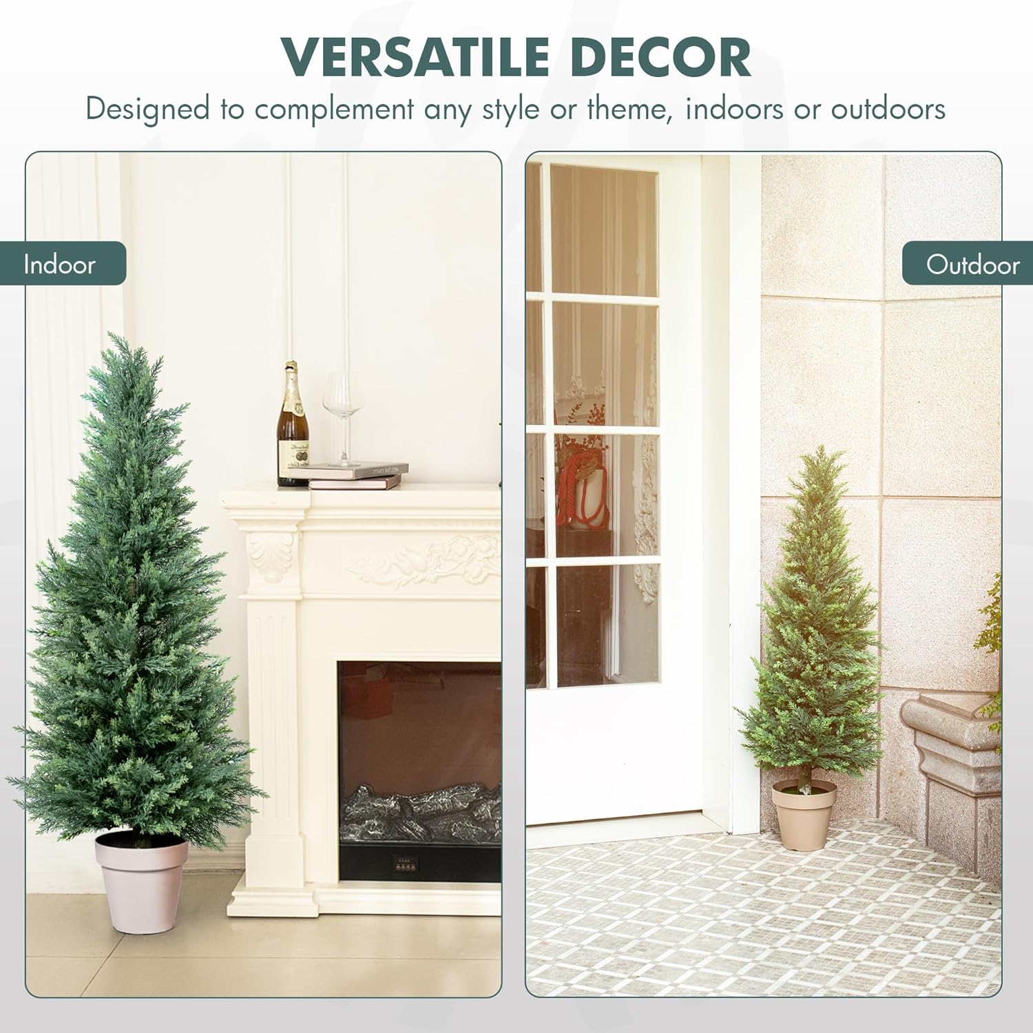 DRAY 2-Pack Faux Cypress Topiary Trees 4ft Tall