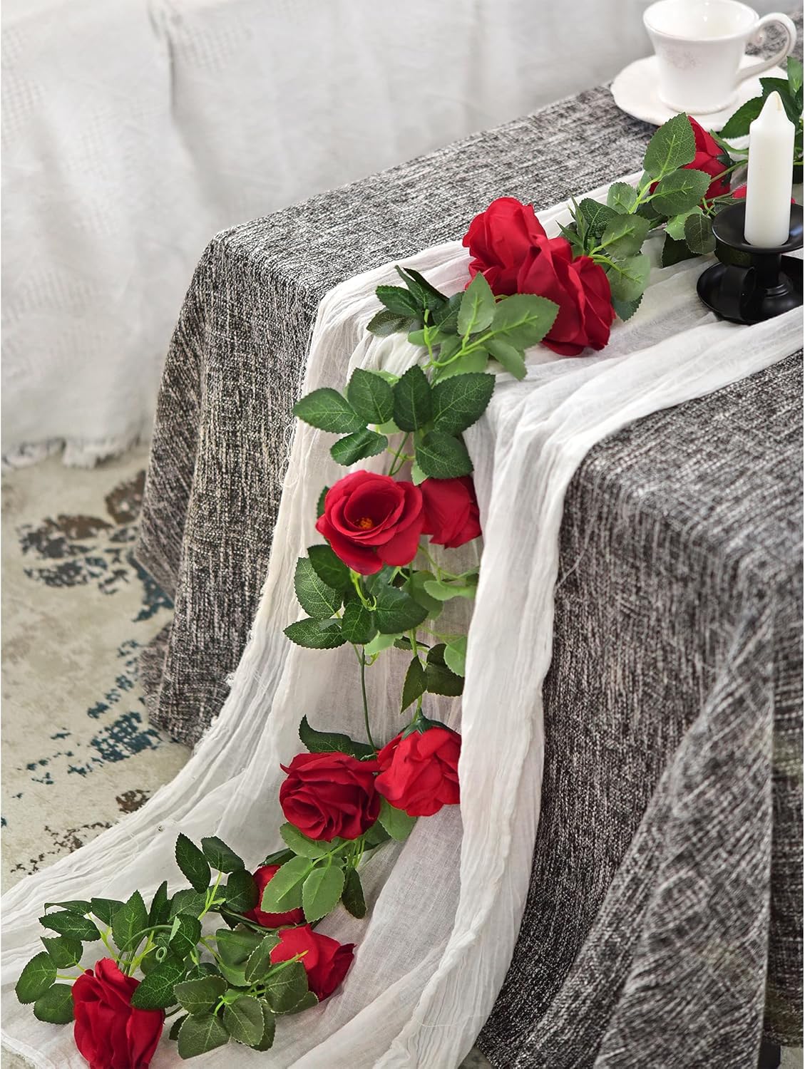 FiveSeasonStuff 29 Ft Rose Silk Garland Set for Wedding and Garden