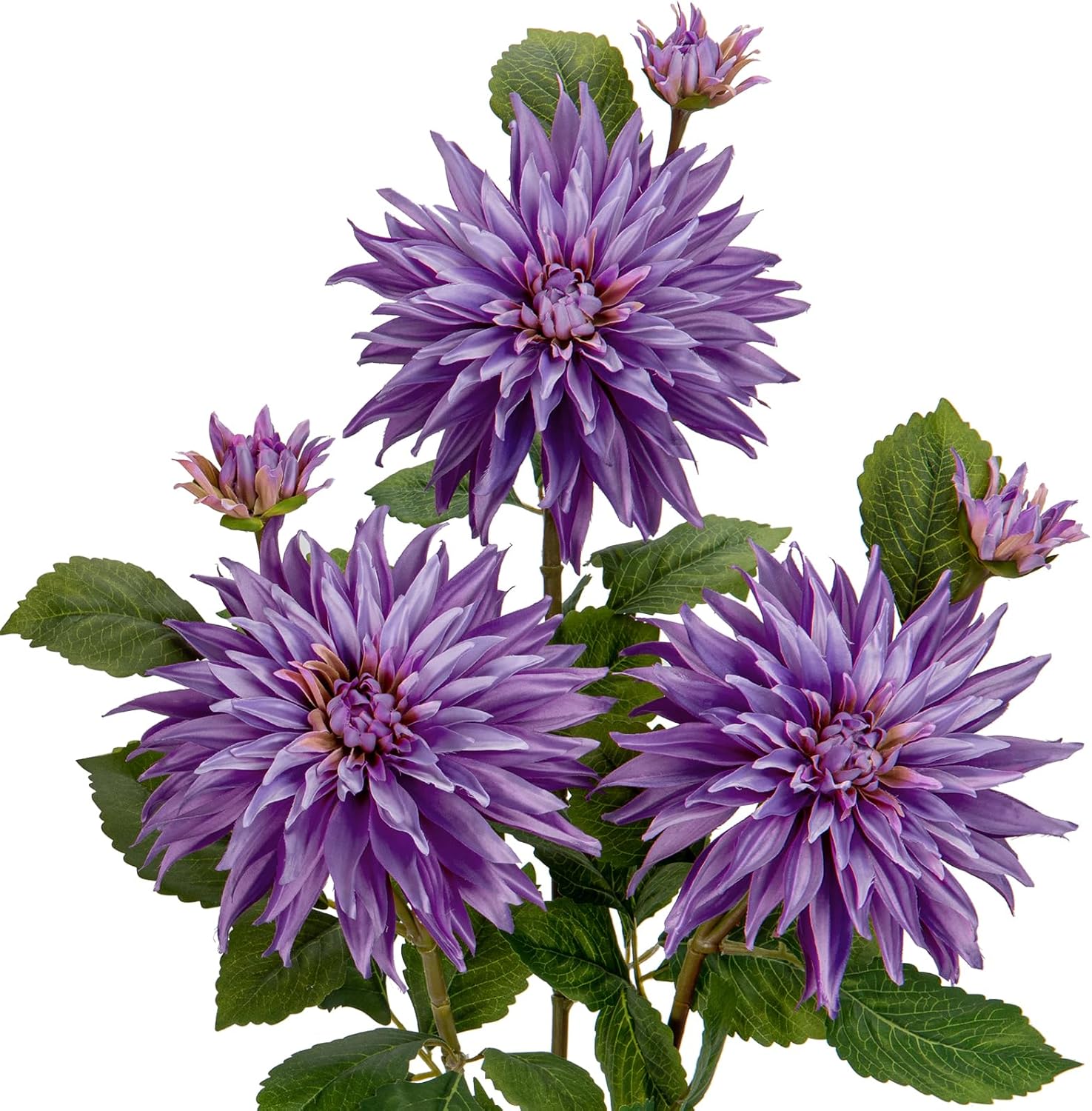 3Pcs Purple Artificial Dahlia Flowers 295 Inch Bouquets