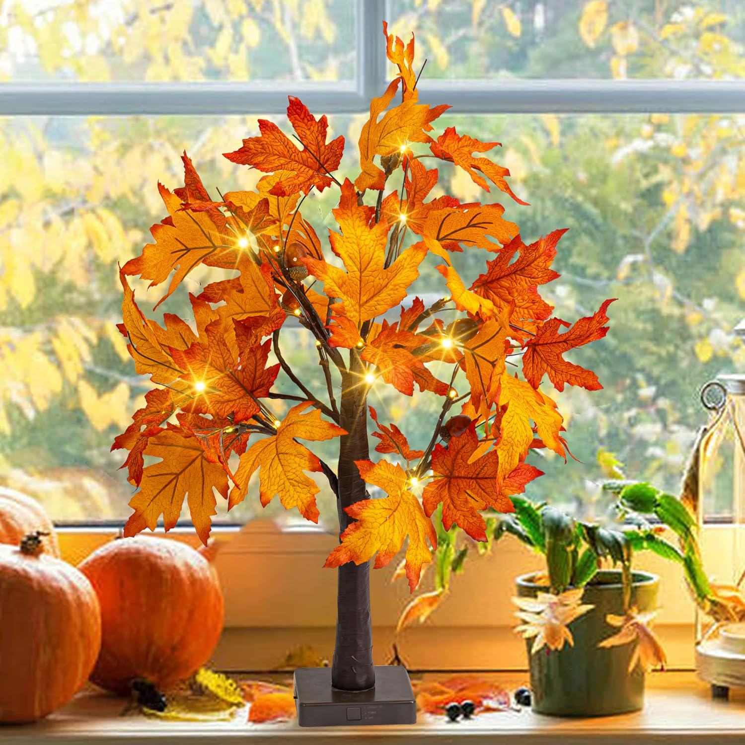 Dazzle Bright 2 Pack 24 Inch Lighted Maple Tree Decorations