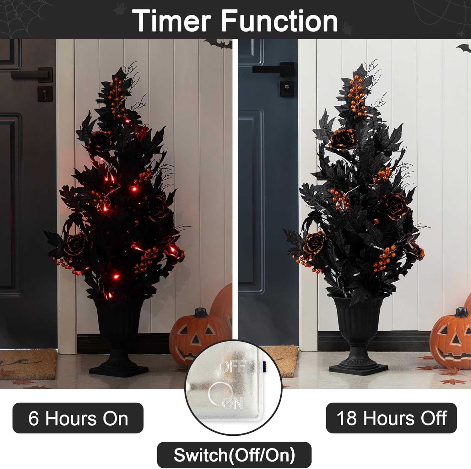 Glitzhome Set of 3 Halloween Decor Trees and Wreath
