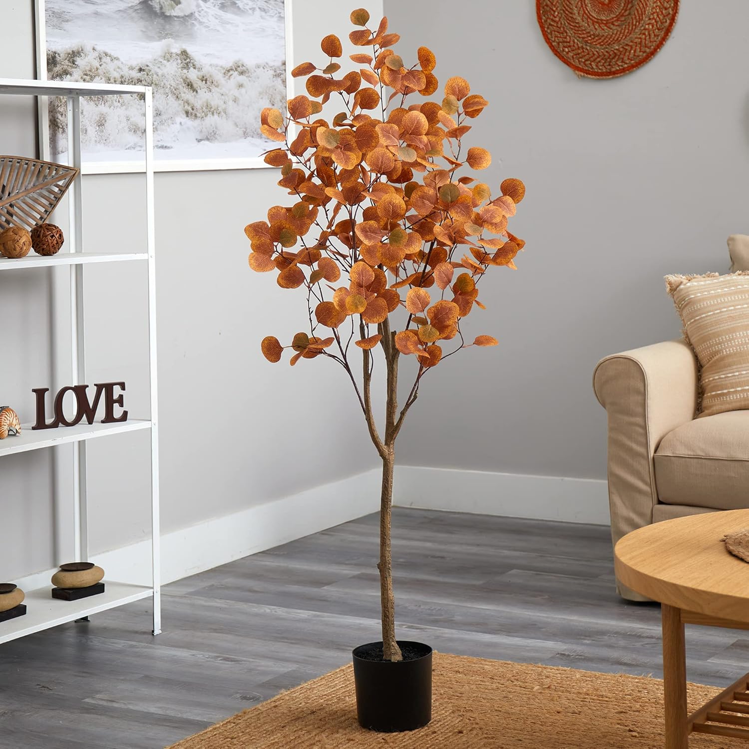 Nearly Natural 5ft Autumn Eucalyptus Artificial Tree
