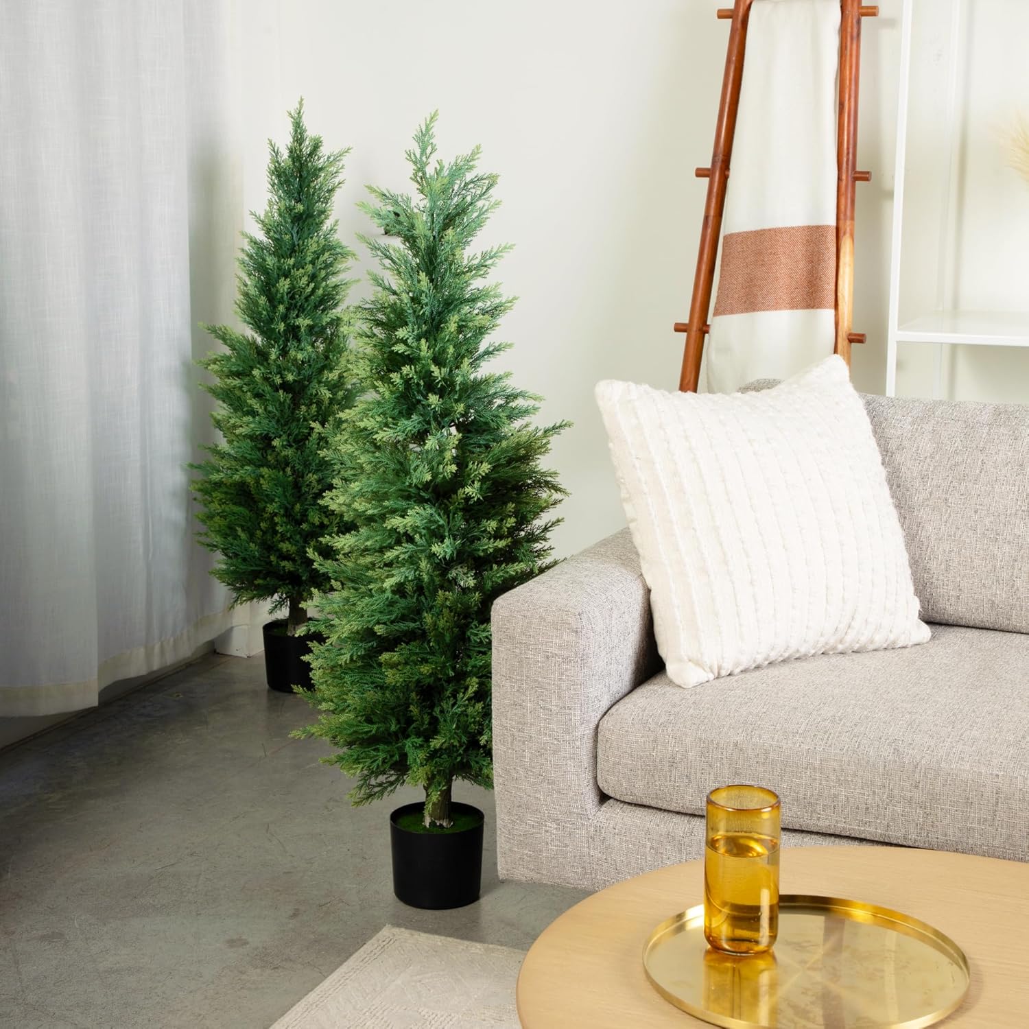 DRAY 2-Pack Faux Cypress Topiary Trees 4ft Tall