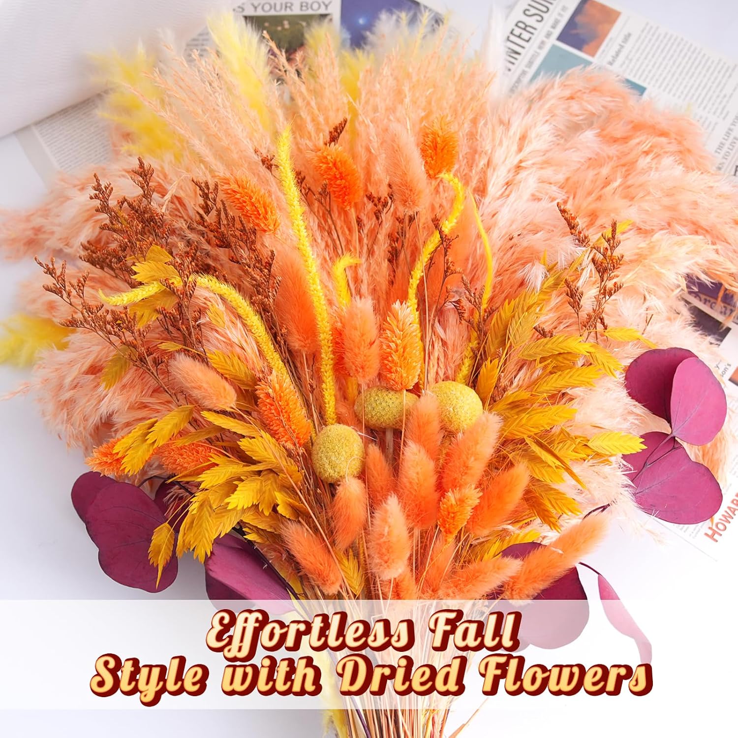 107 Pcs Artificial Dried Flowers Bouquet Boho Fall Decor