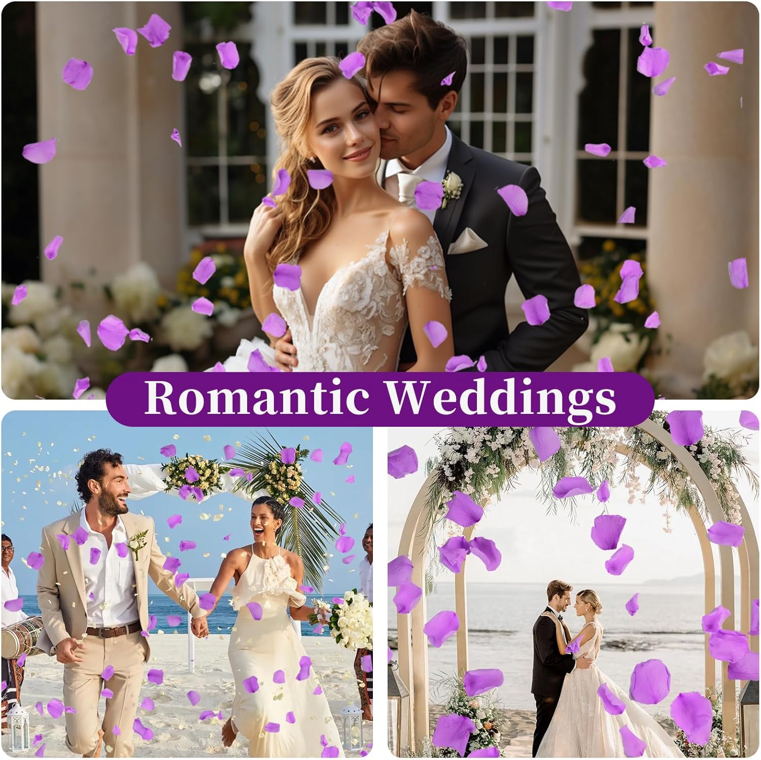 180 PCS Real Purple Rose Petals Wedding Decor