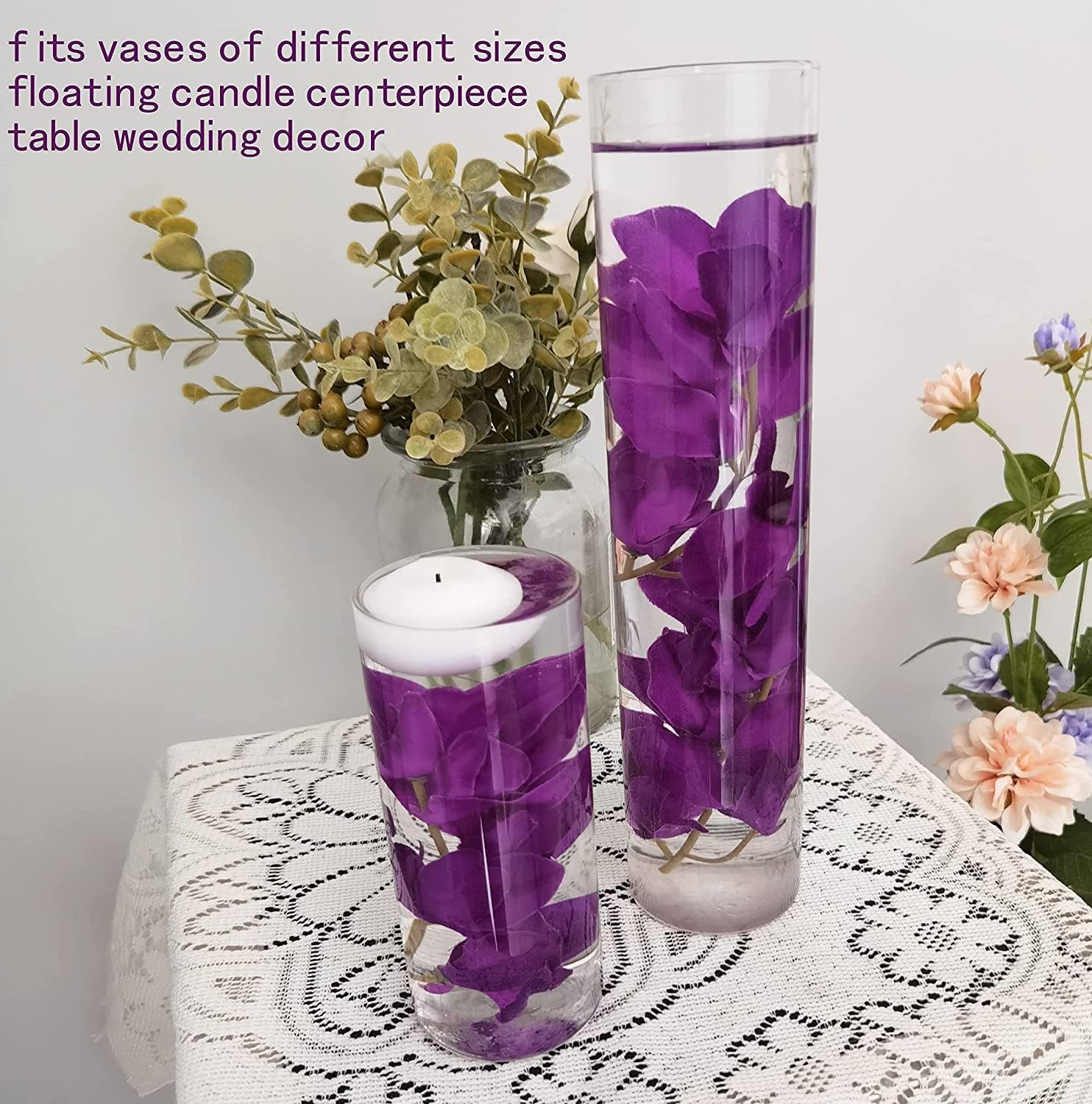 12 Pcs Purple Artificial Orchid Flowers for Floating Candle Centerpieces