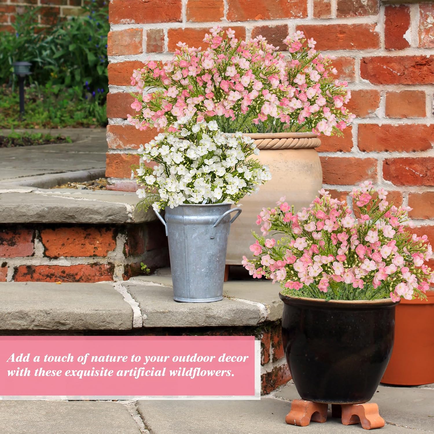 UV Resistant Plastic Hydrangea Flowers 4pcs Pink