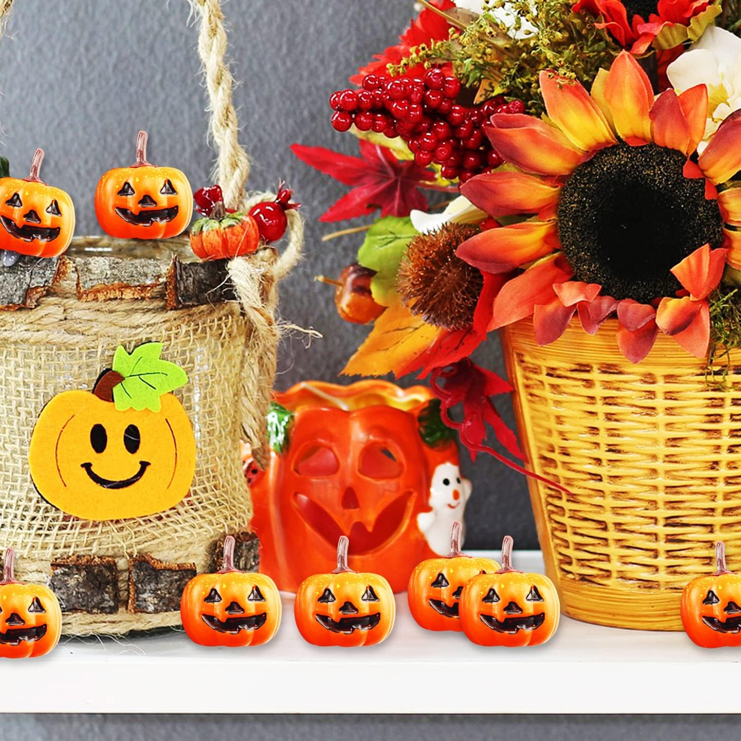 Weahre 32 Piece Halloween Mini Artificial Pumpkins for Decorations