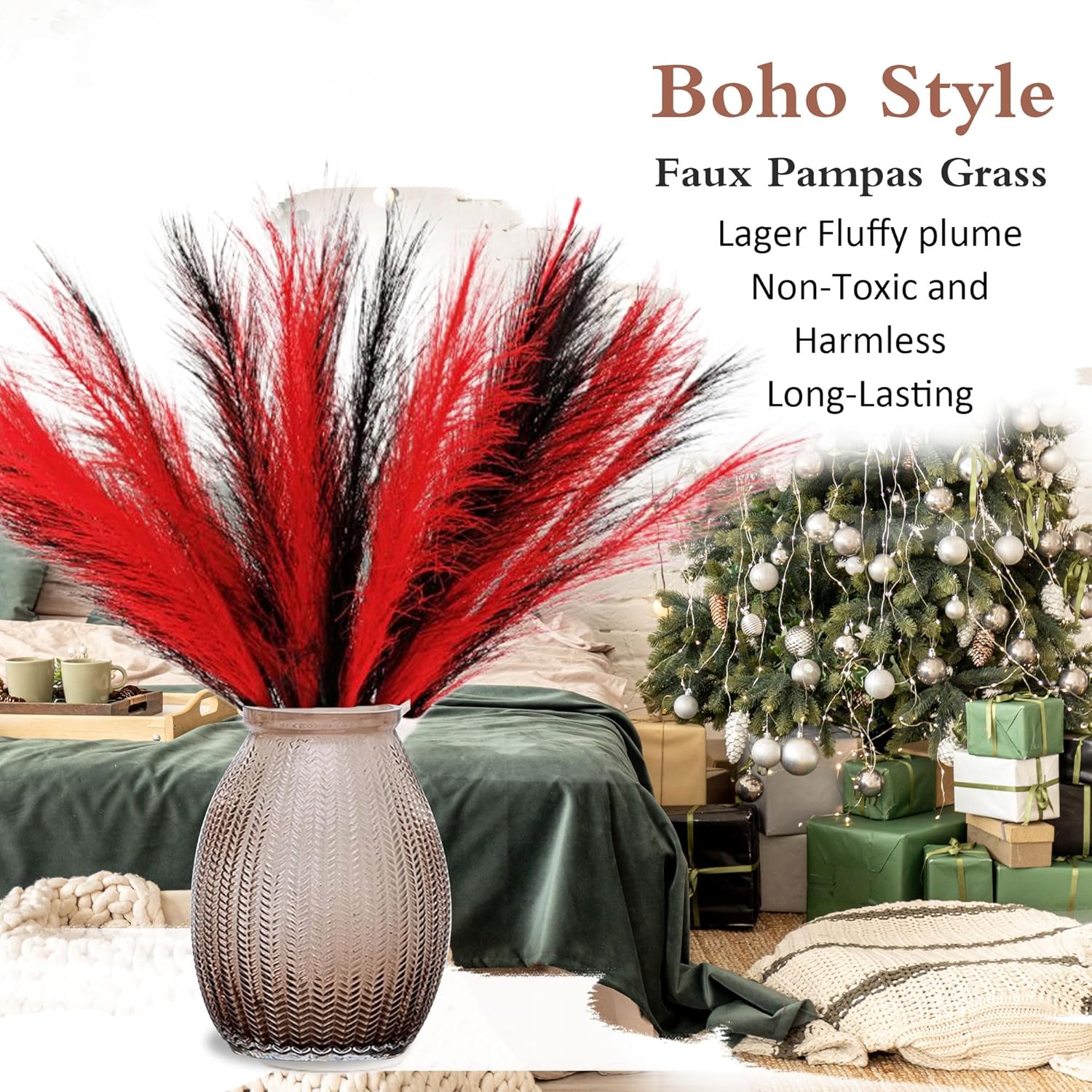 Acfruits Pampas Grass Halloween Decor 30 Pcs 17 Inch
