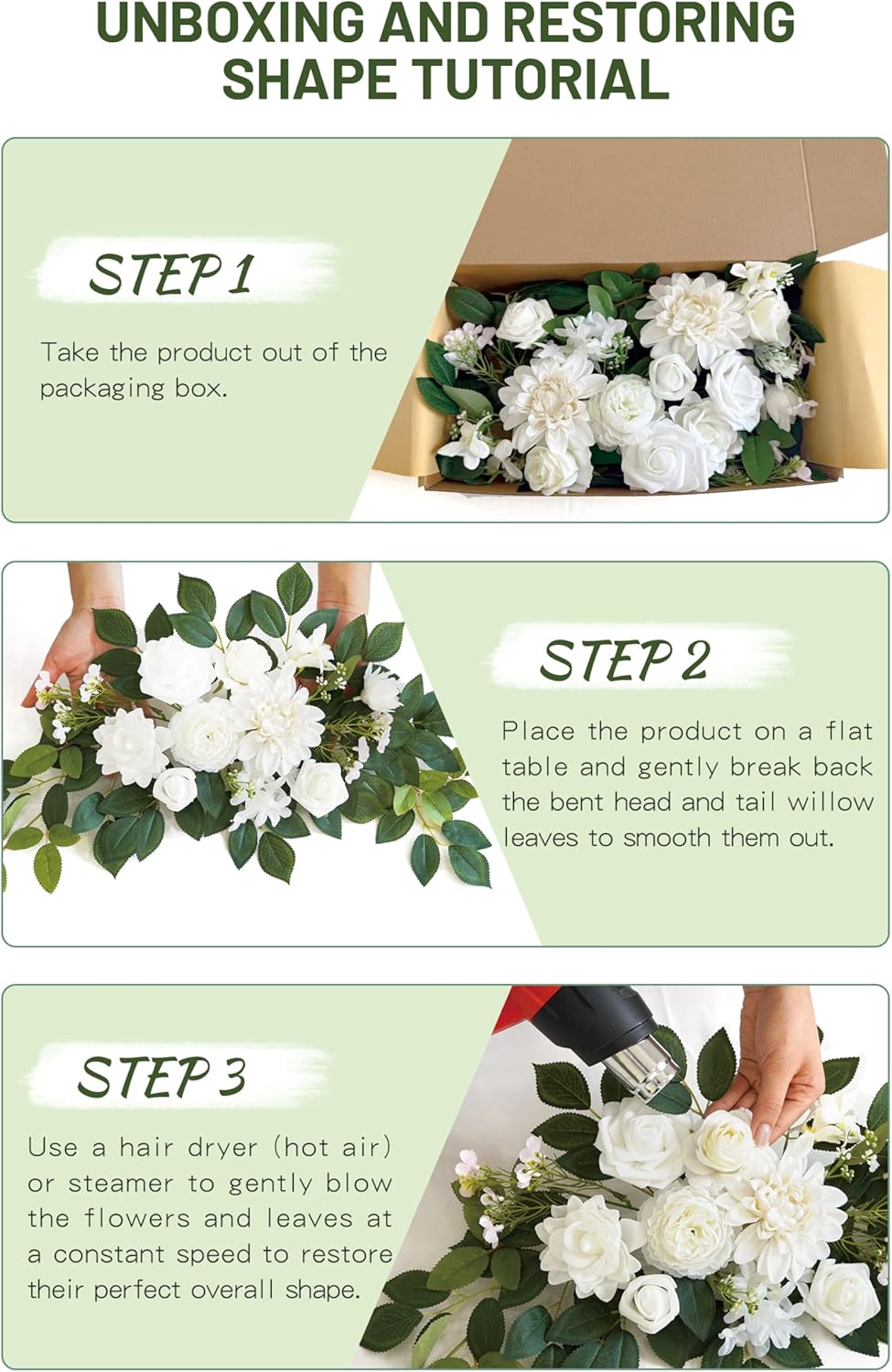 Piklado Wedding Welcome Sign Flower Garland Set