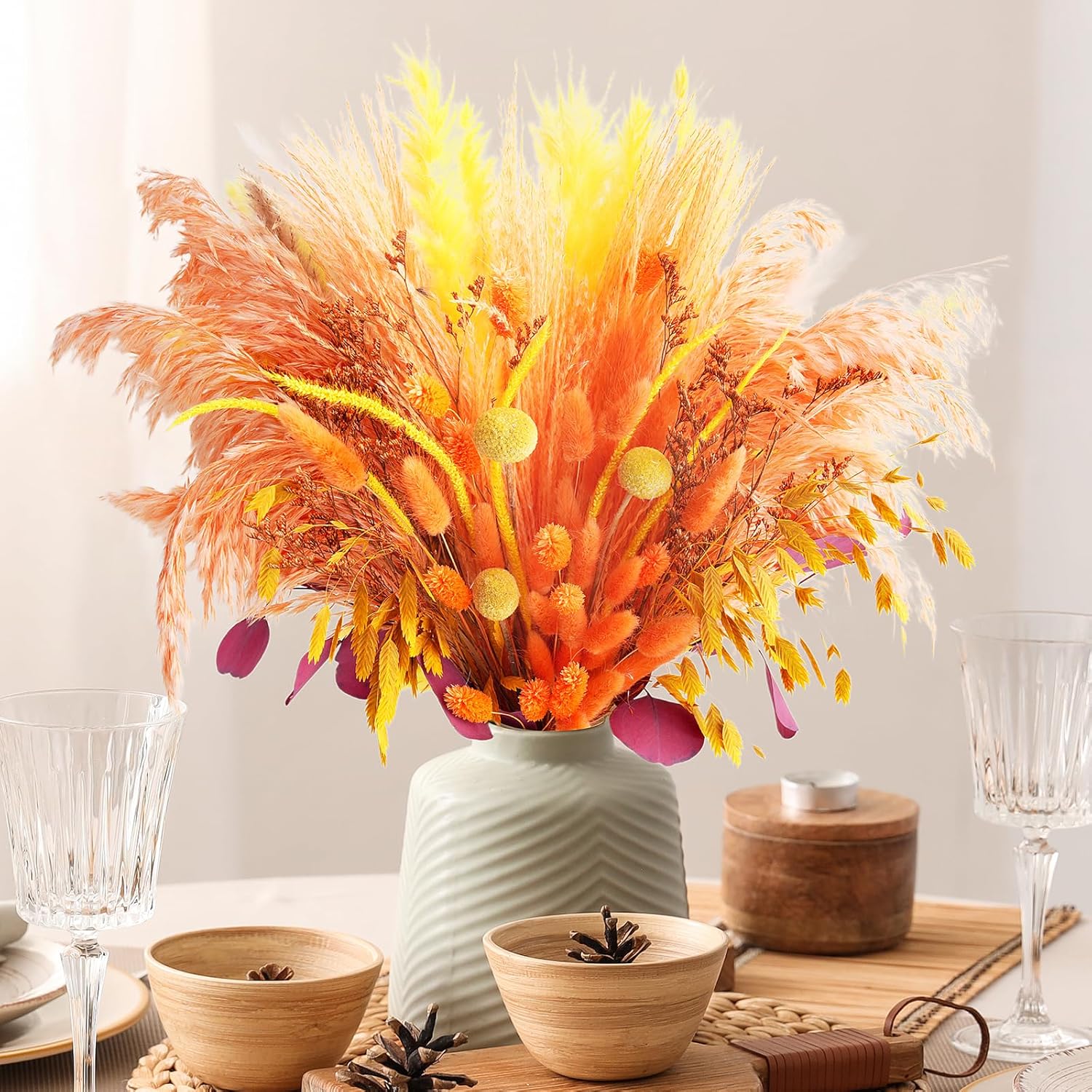 107 Pcs Artificial Dried Flowers Bouquet Boho Fall Decor