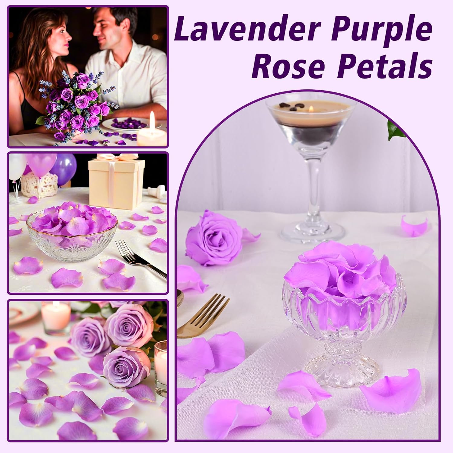 180 PCS Real Purple Rose Petals Wedding Decor