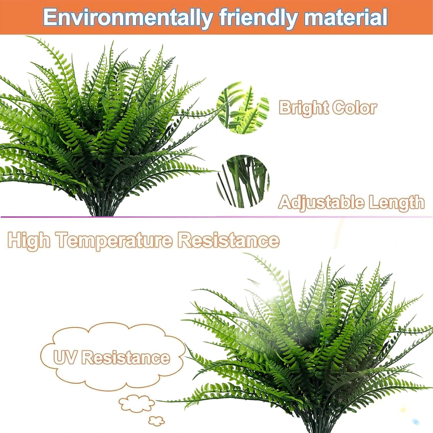 TURNMEON 8 Bundle Artificial Ferns Outdoor Decor