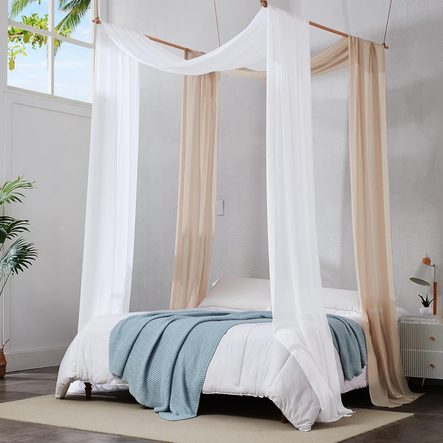 Warm Home Designs White Brown Chiffon Wedding Arch Drapery Fabric 24 Feet