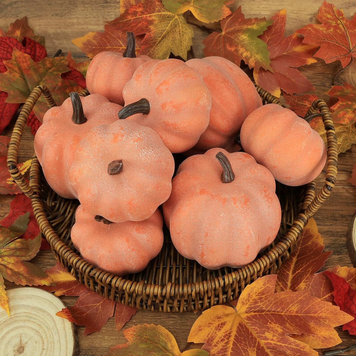8pcs Plastic Pumpkins for Thanksgiving Centerpiece Autumn Decor