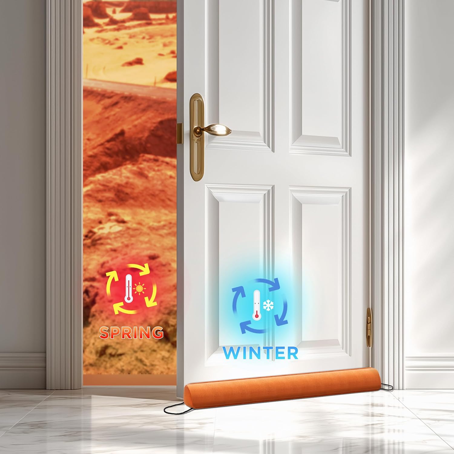 Sunolga 38 Inch Weighted Door Draft Stopper - Orange