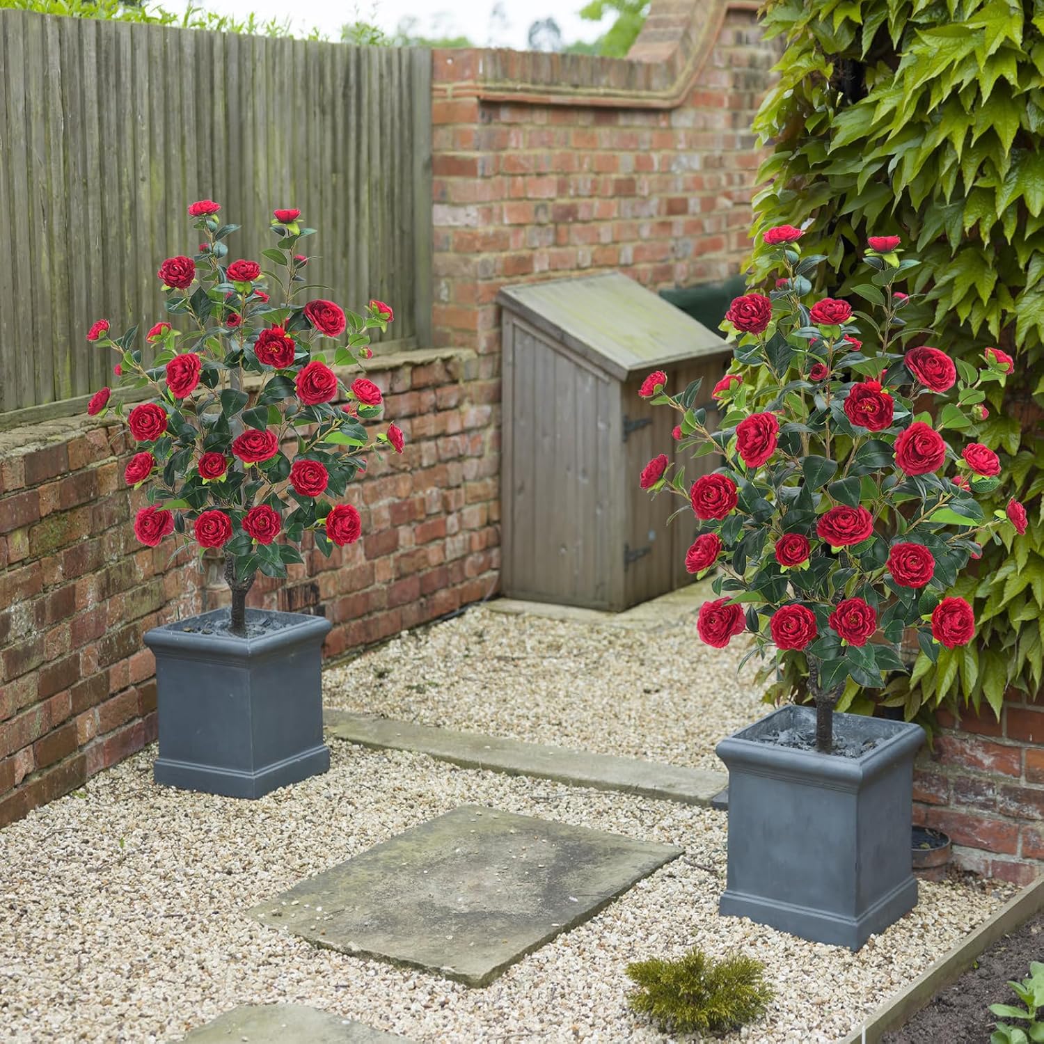 36FT Artificial Camellia Tree with 32 Red Flowers
