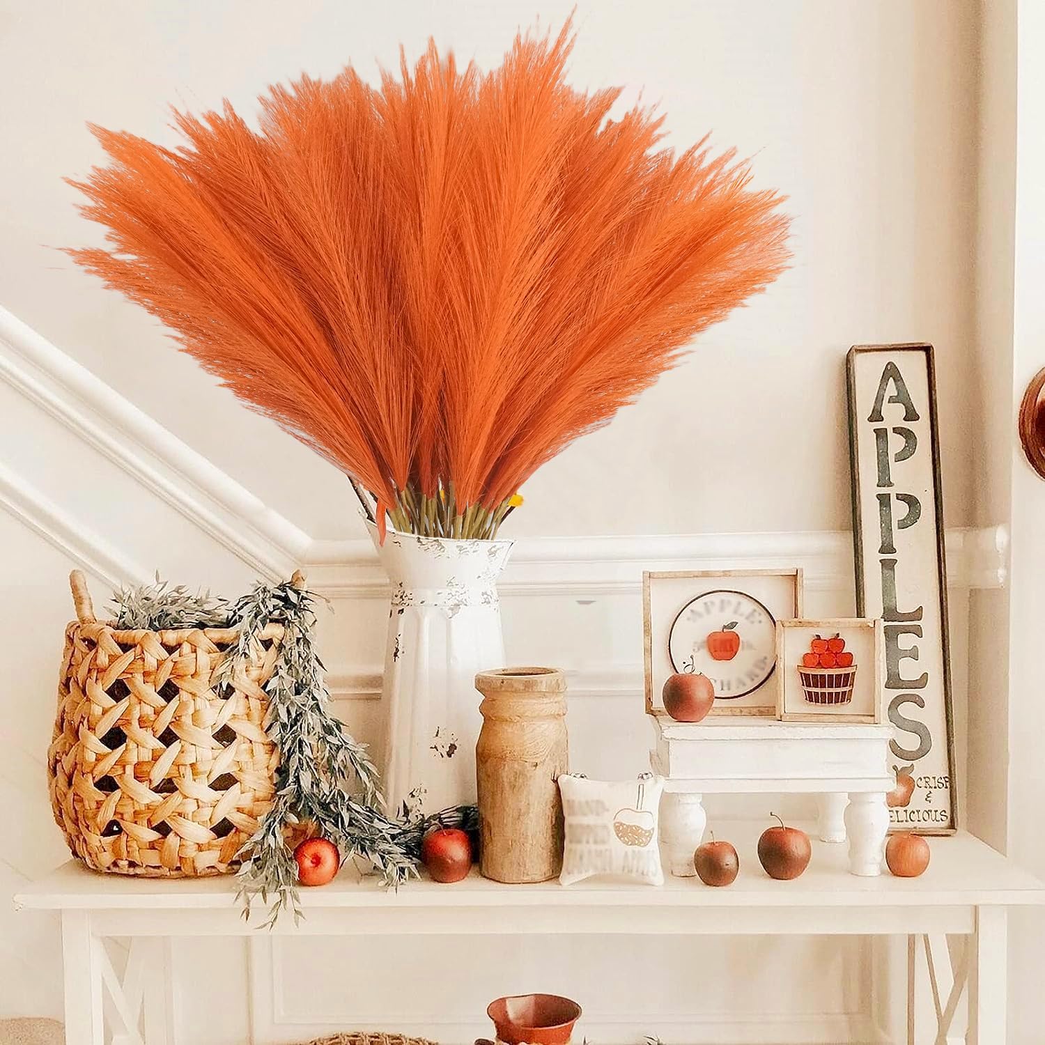 50pcs Burnt Orange Artificial Pampas Grass Decor