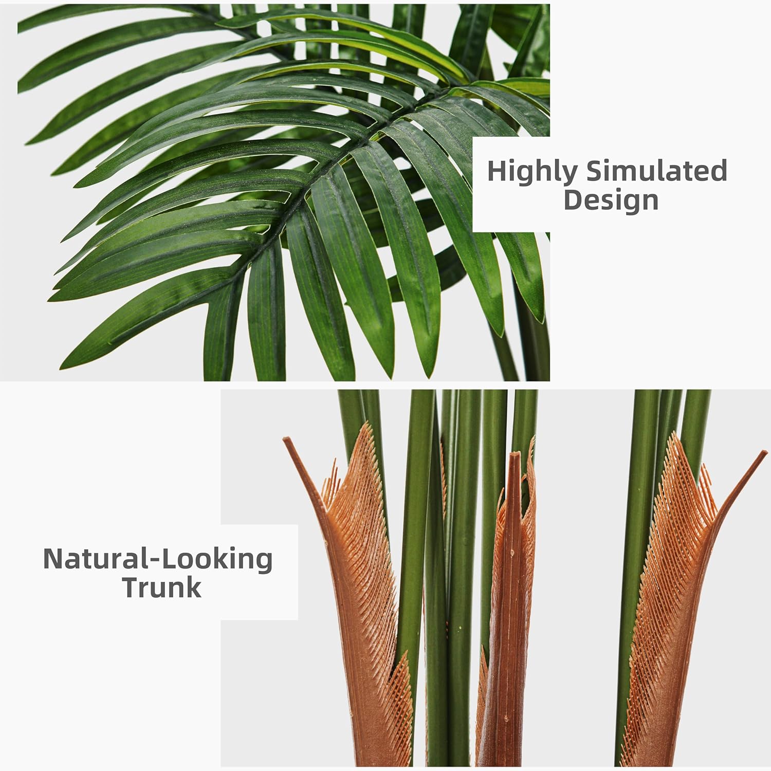 Artificial Palm Tree 6FT - Fake Tropical Areca Plant in Black Planter
