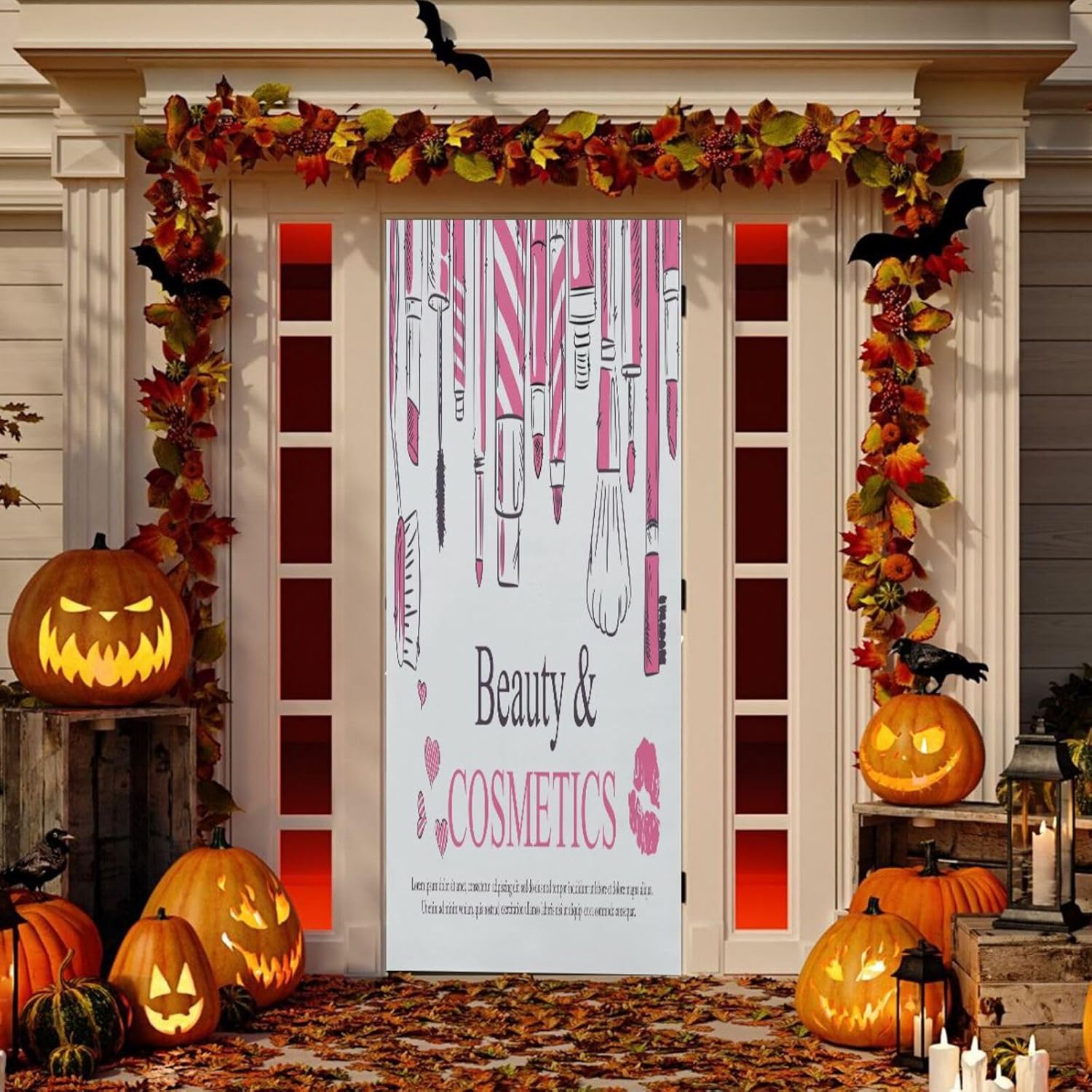 Susiyo Halloween Door Cover Stretch Fabric Door Decoration