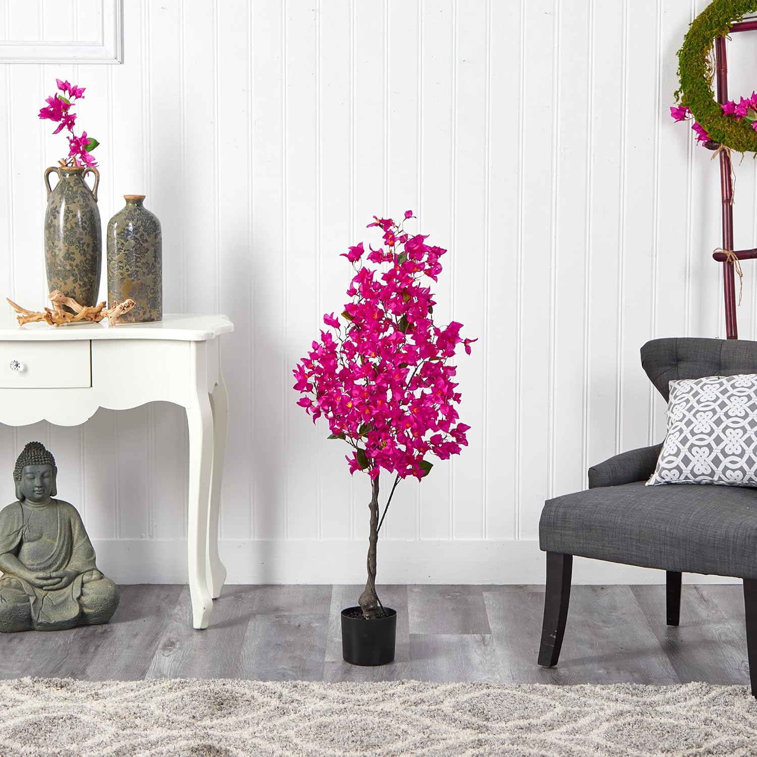 Nearly Natural 4ft Bougainvillea Artificial Tree Pink
