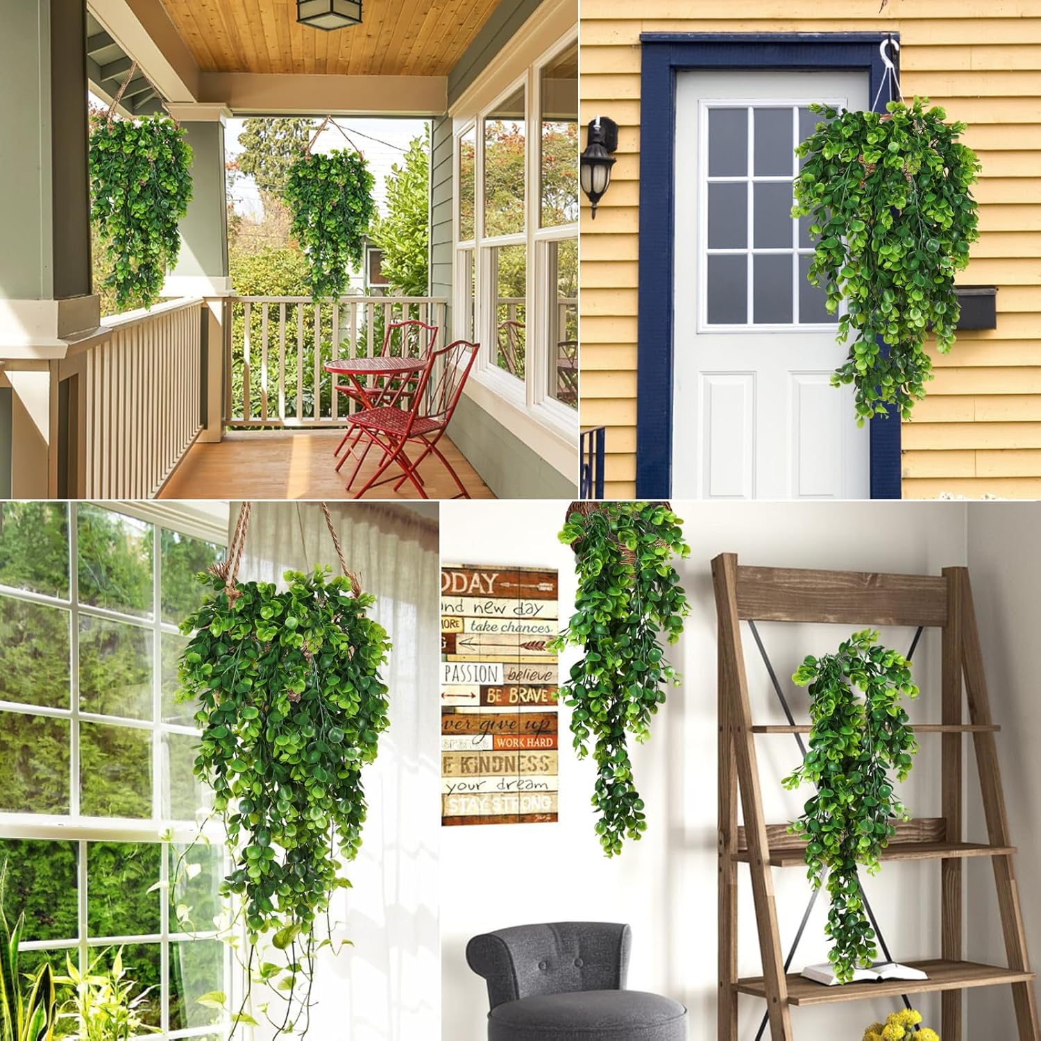RECUTMS 4 Pack Artificial Eucalyptus Hanging Plants Greenery Decor