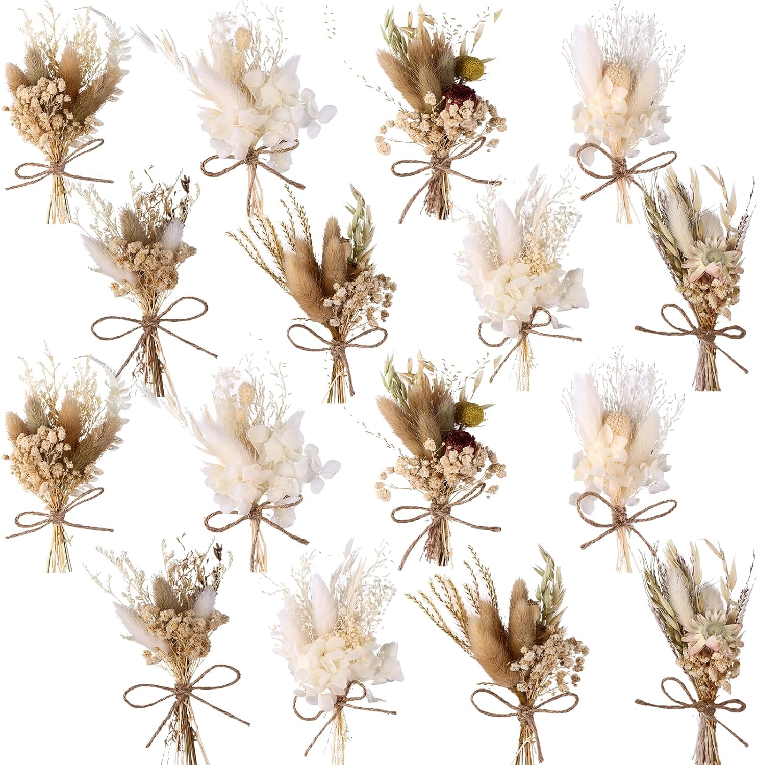 16Pcs Boho Dried Flower Bouquet Mini Decor Set
