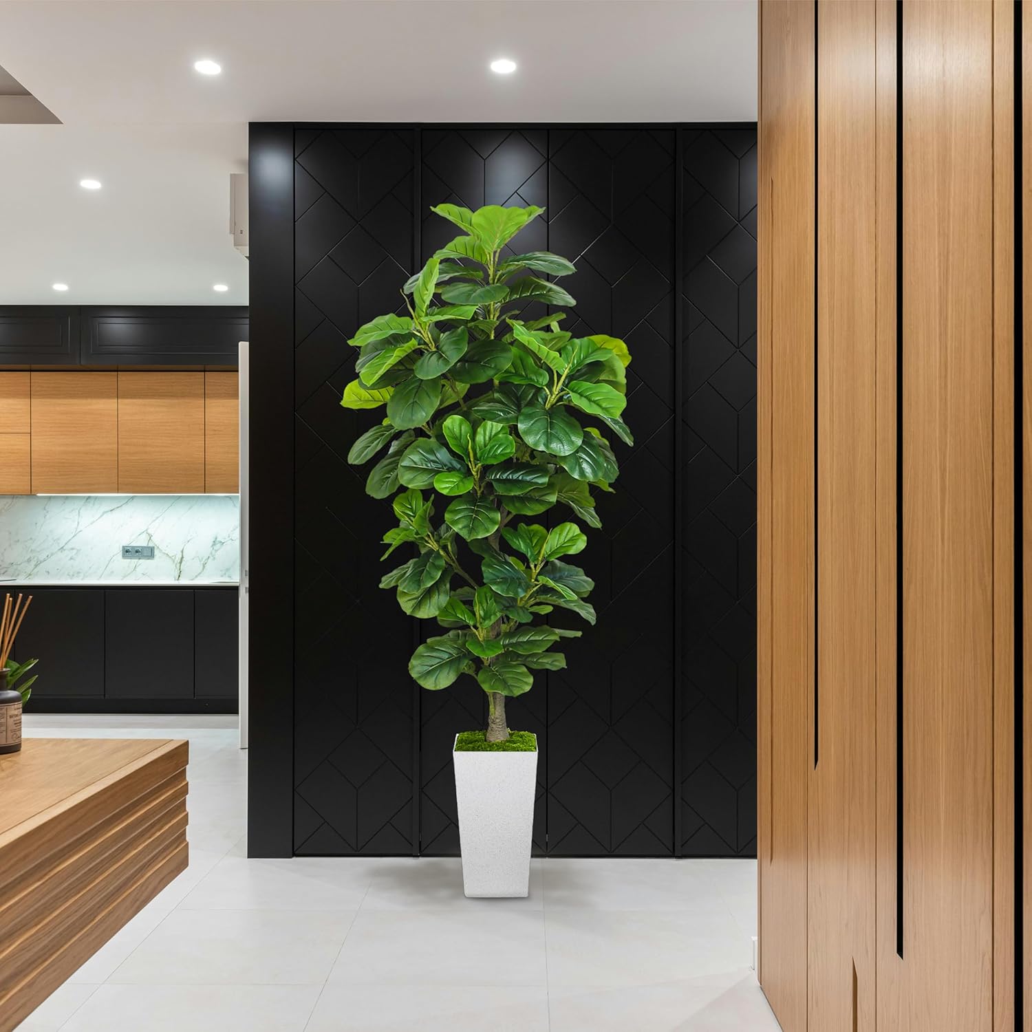 Artificial Fiddle Leaf Fig Tree 6ft with White Planter