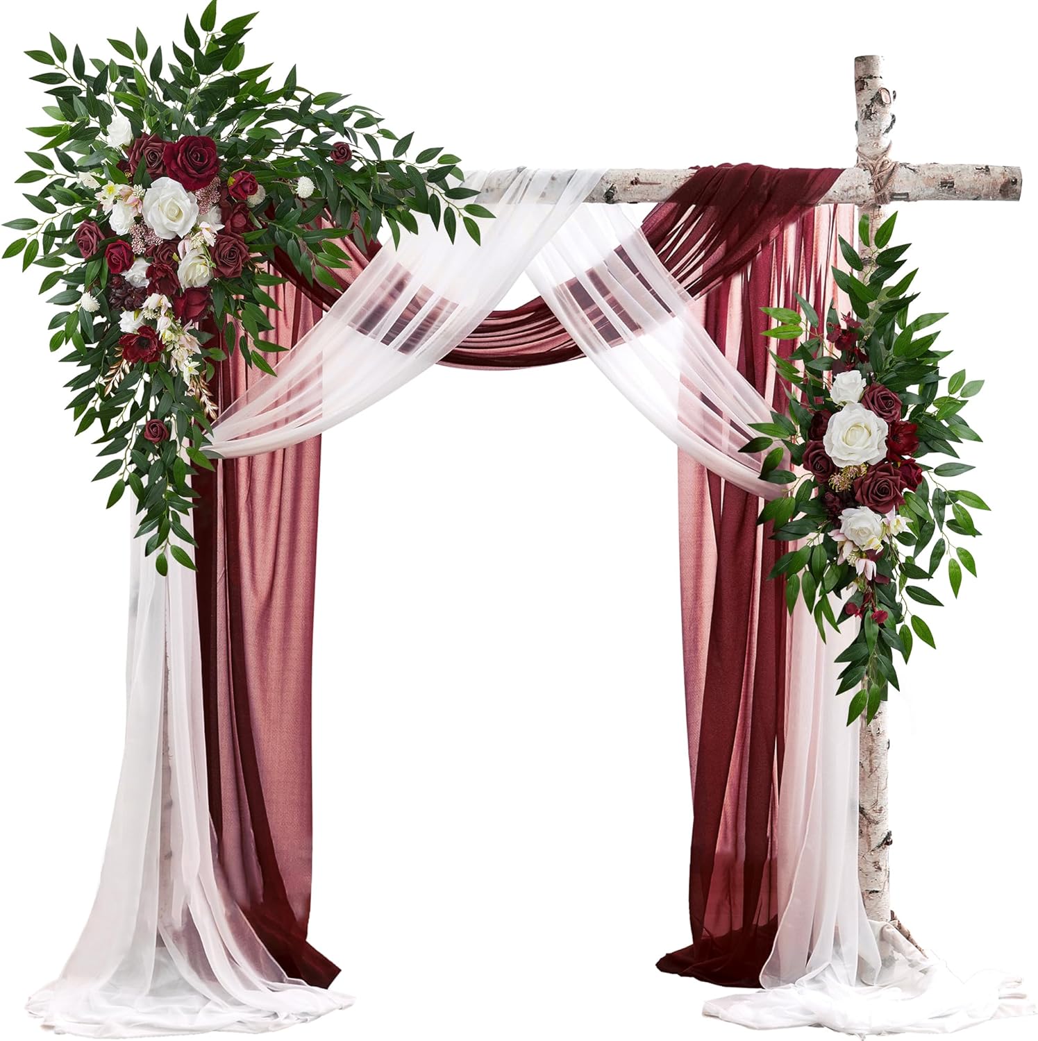 WEDFLOR Wedding Arch Flowers with Drapes Kit - Pack of 4